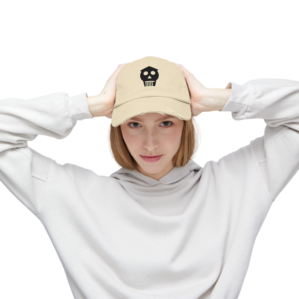 Skull Crest Distressed Cap — Vintage Skull Baseball Hat