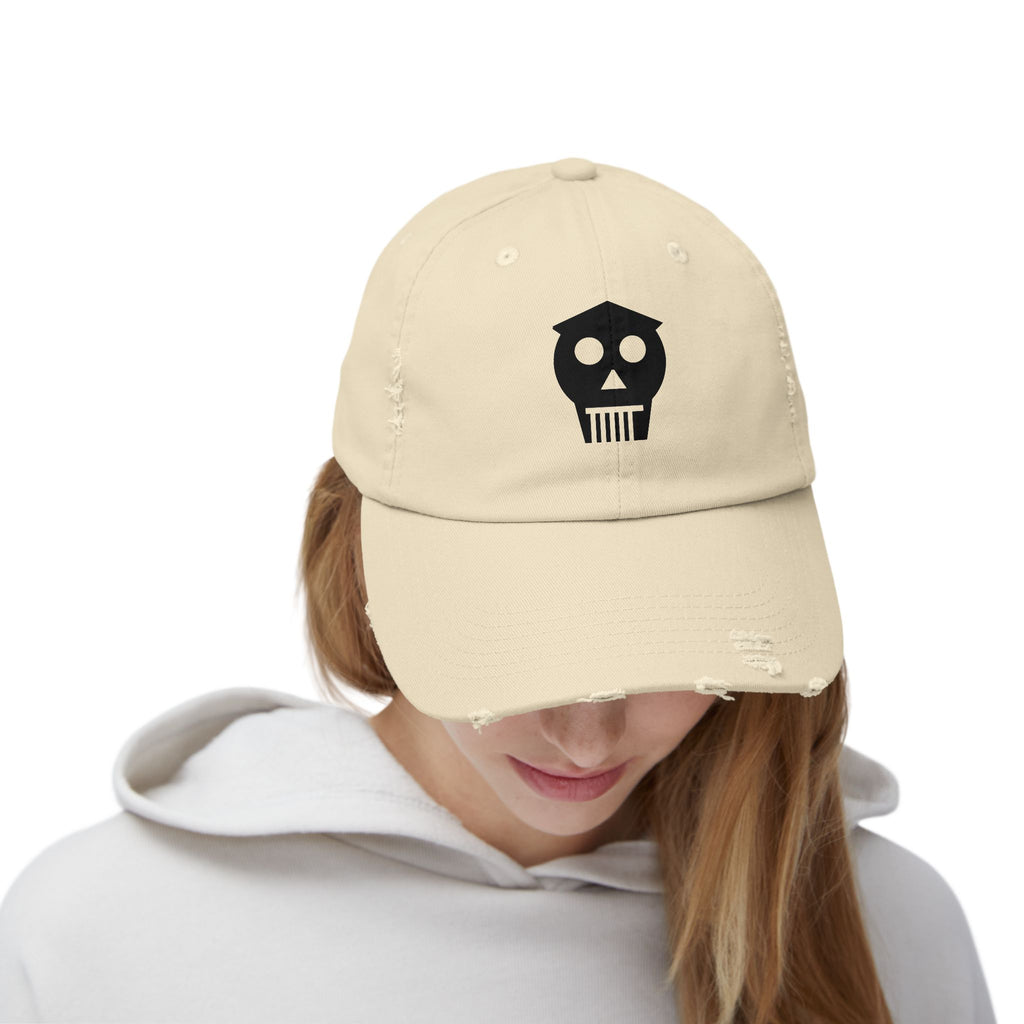 Skull Crest Distressed Cap — Vintage Skull Baseball Hat