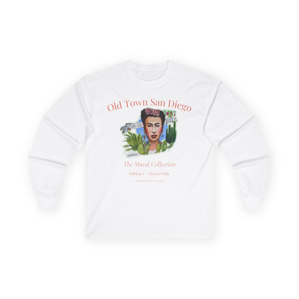 featuring Old Town San Diego Graphic Long Sleeve Tee — Vintage Travel Portrait Shirt with red, tan tones.