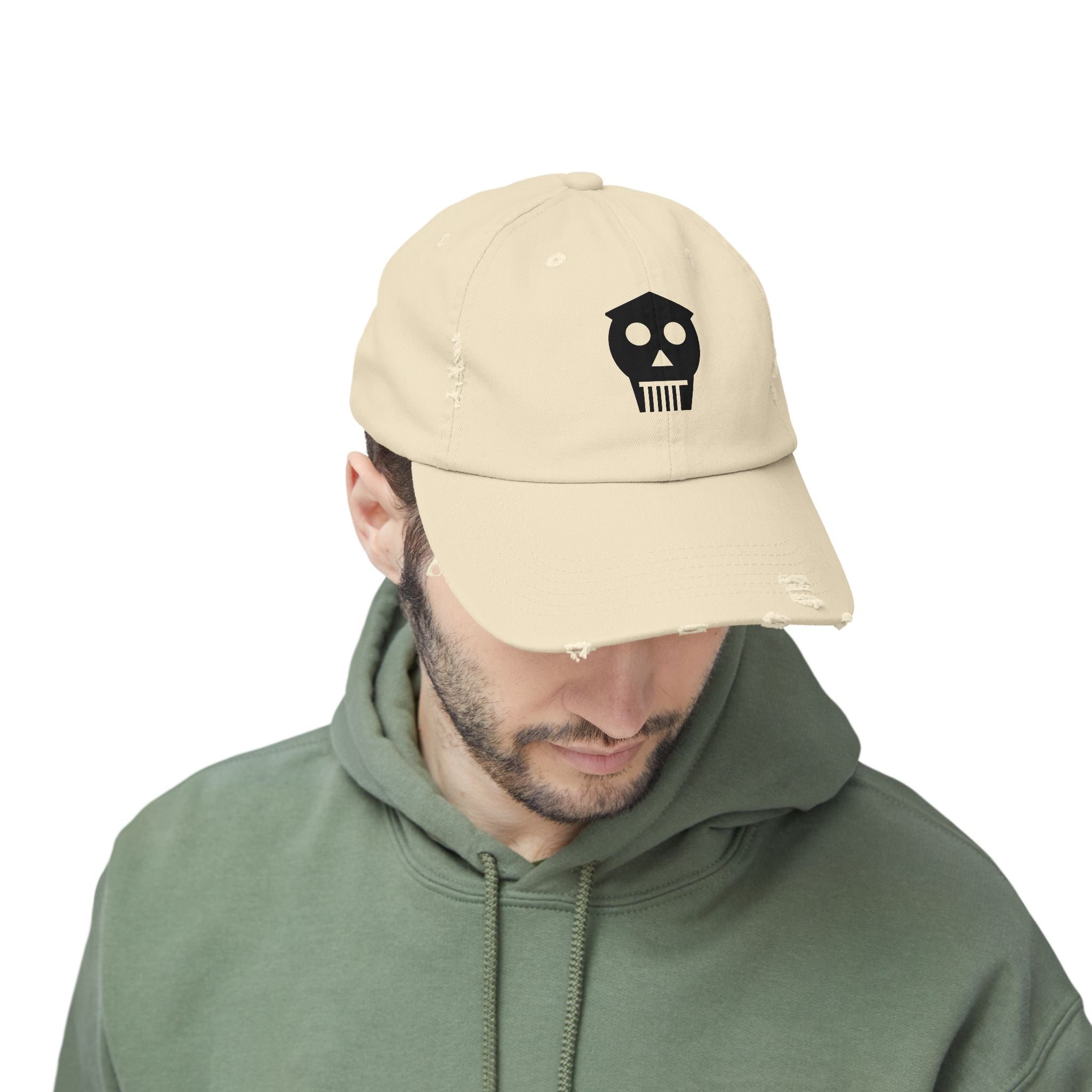 Skull Crest Distressed Cap — Vintage Skull Baseball Hat