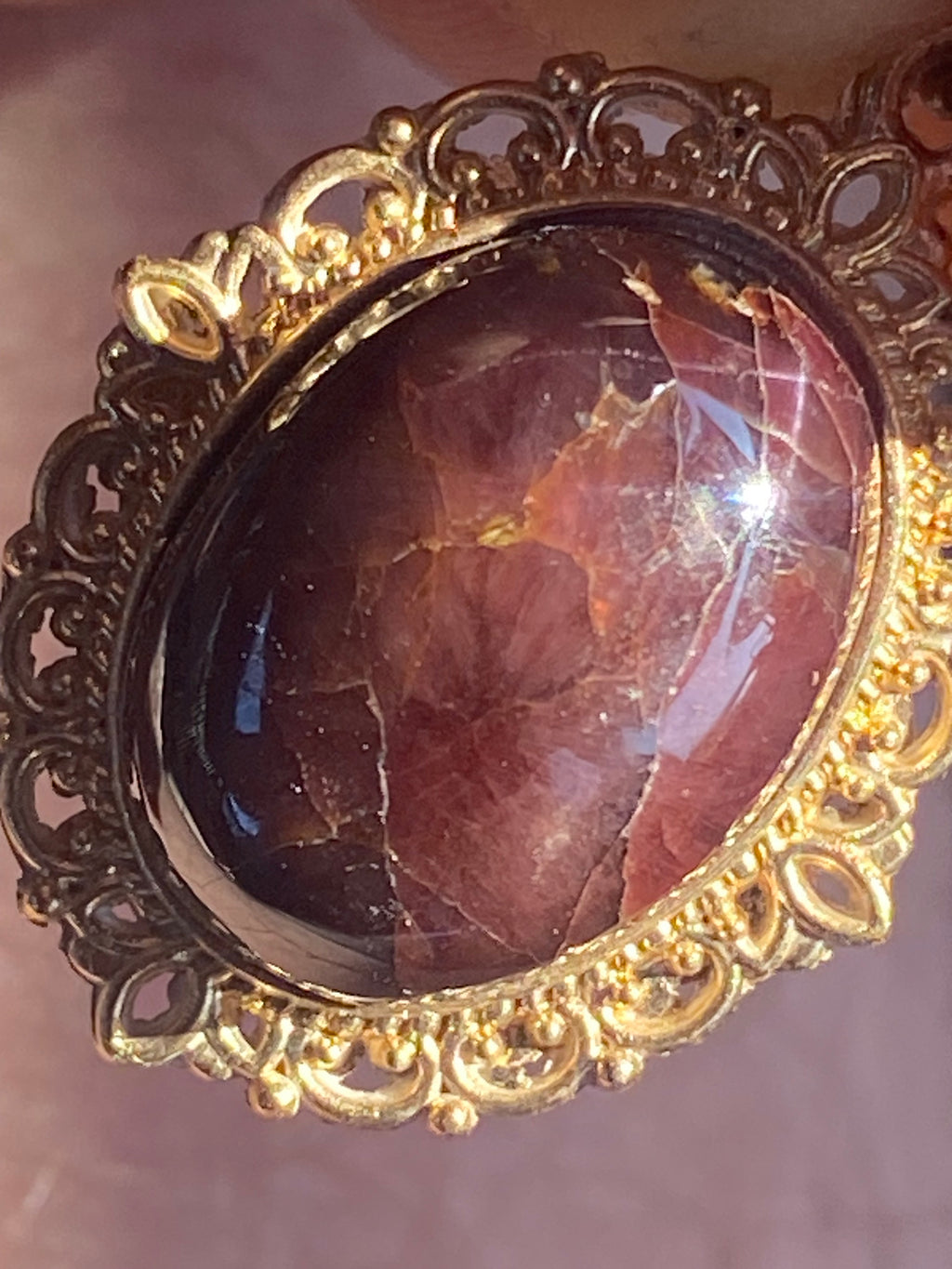 Natural Garnet Rhodolite Pendant gemstone pendant, handcrafted jewelry featuring polished stone with unique color and mineral patterns