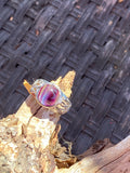 Natural Fluorite  Ring gemstone ring, handcrafted jewelry featuring polished stone set in a decorative silver band