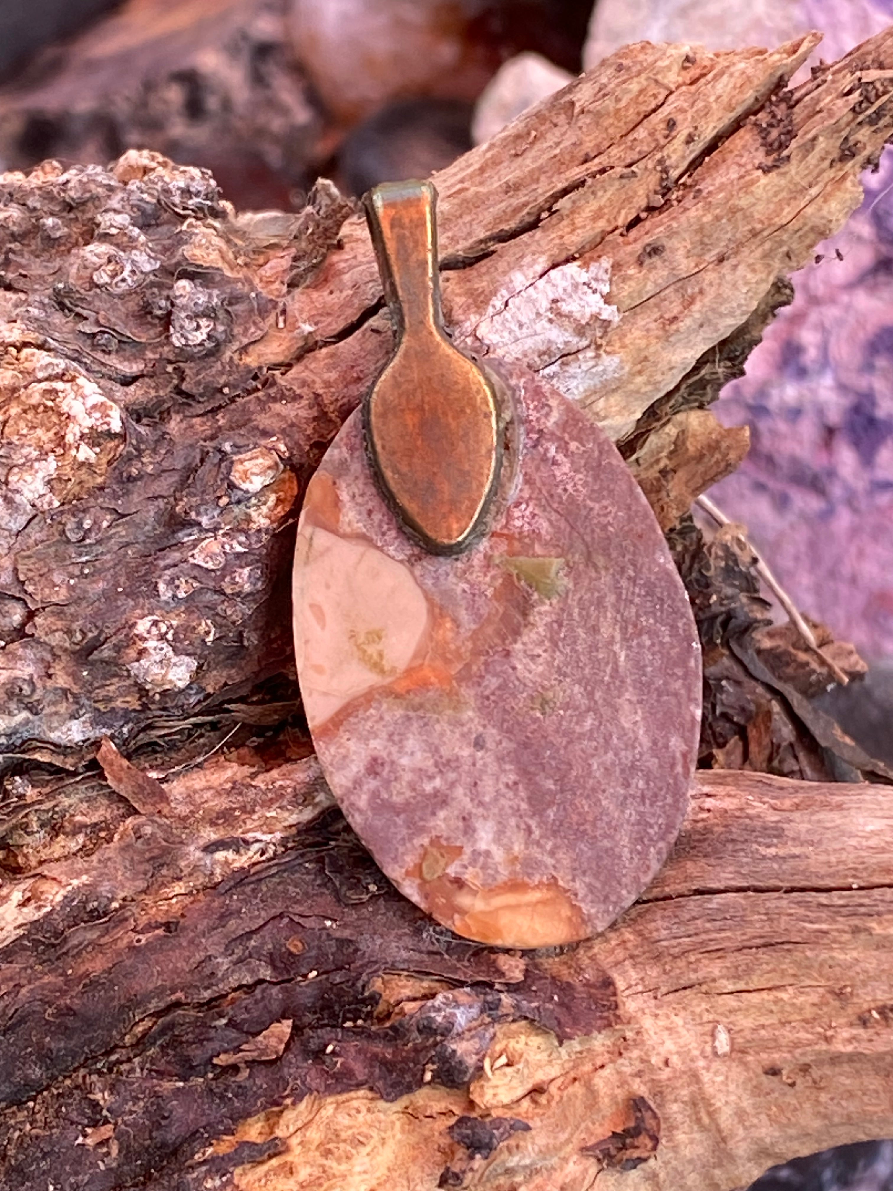 Natural New Mexico Jasper "Surfer" Pendant gemstone pendant, handcrafted jewelry featuring polished stone with unique color and mineral patterns