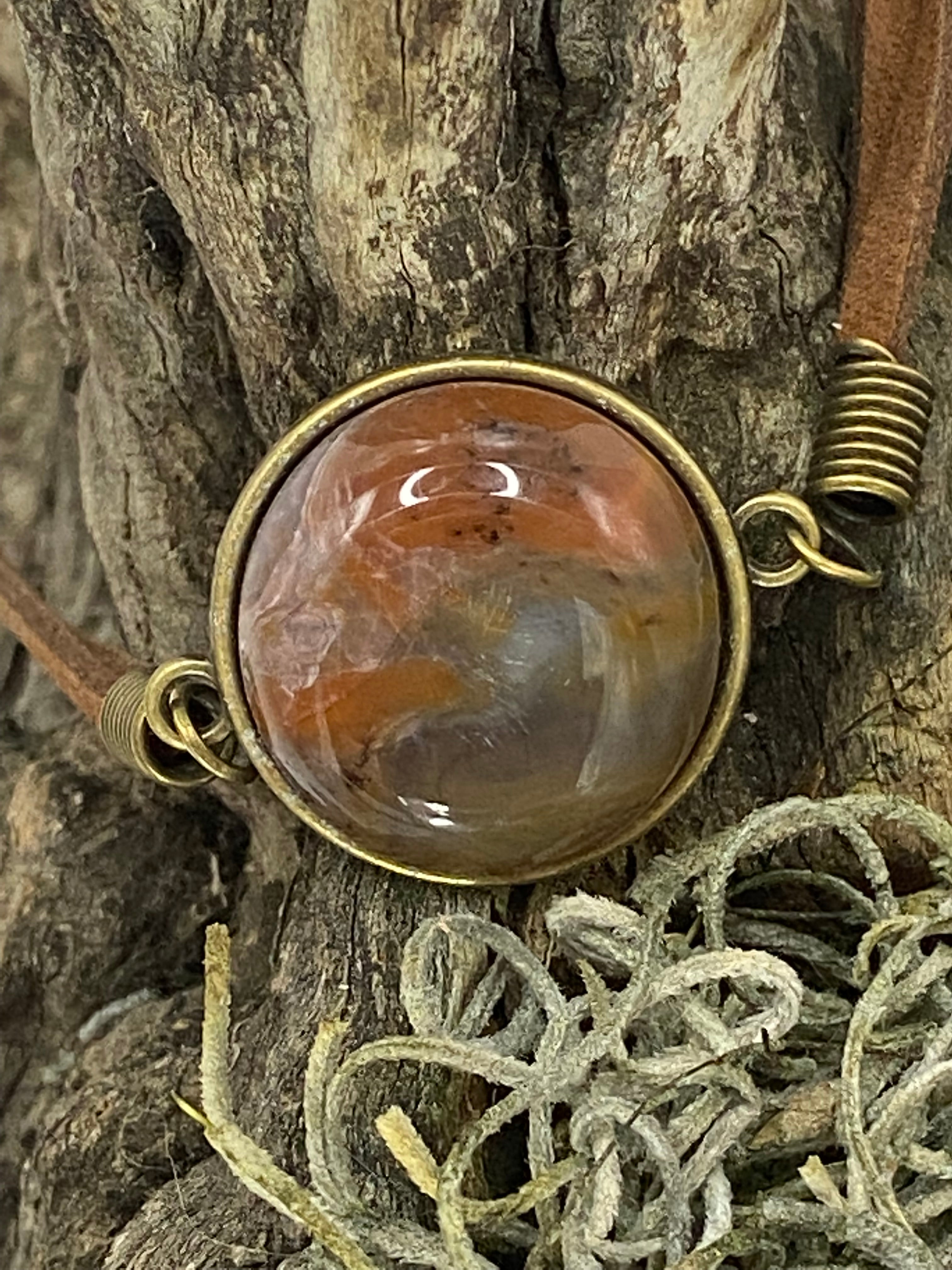 Natural Agate Leather Bracelet gemstone jewelry featuring polished stone with distinctive color, pattern, and handcrafted craftsmanship
