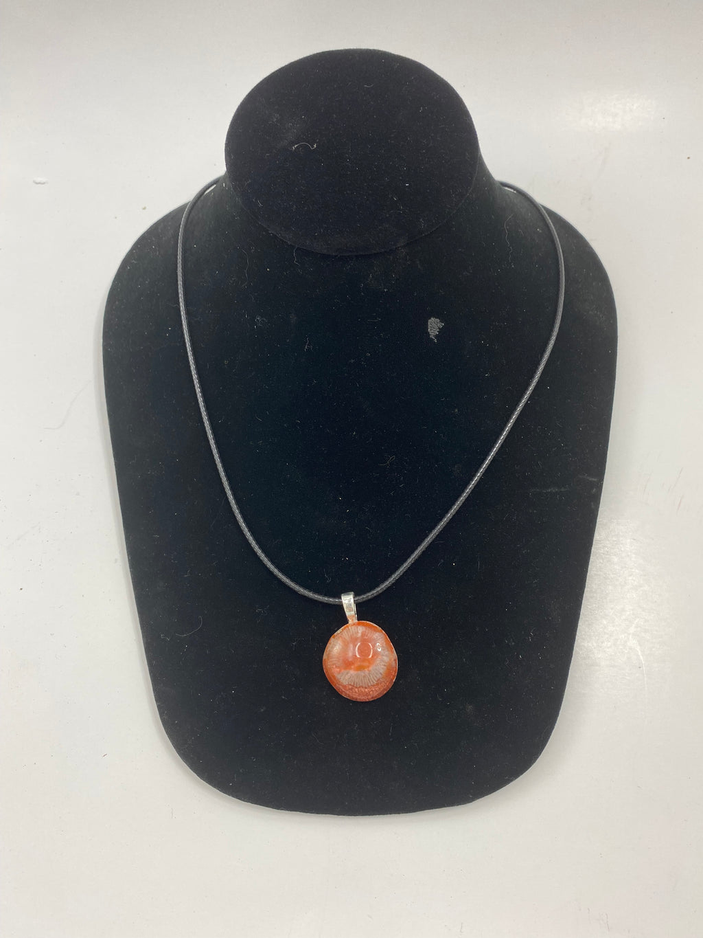 Natural Fossilized Red Coral Pendant gemstone pendant, handcrafted jewelry featuring polished stone with unique color and mineral patterns