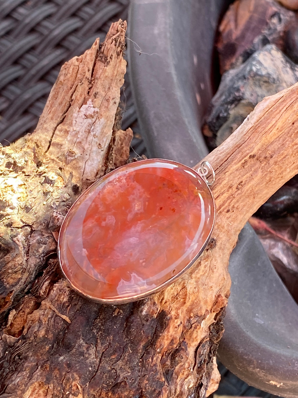 Natural Bubblegum Agate in Sterling Silver Pendant gemstone pendant, handcrafted jewelry featuring polished stone with unique color and mineral patterns
