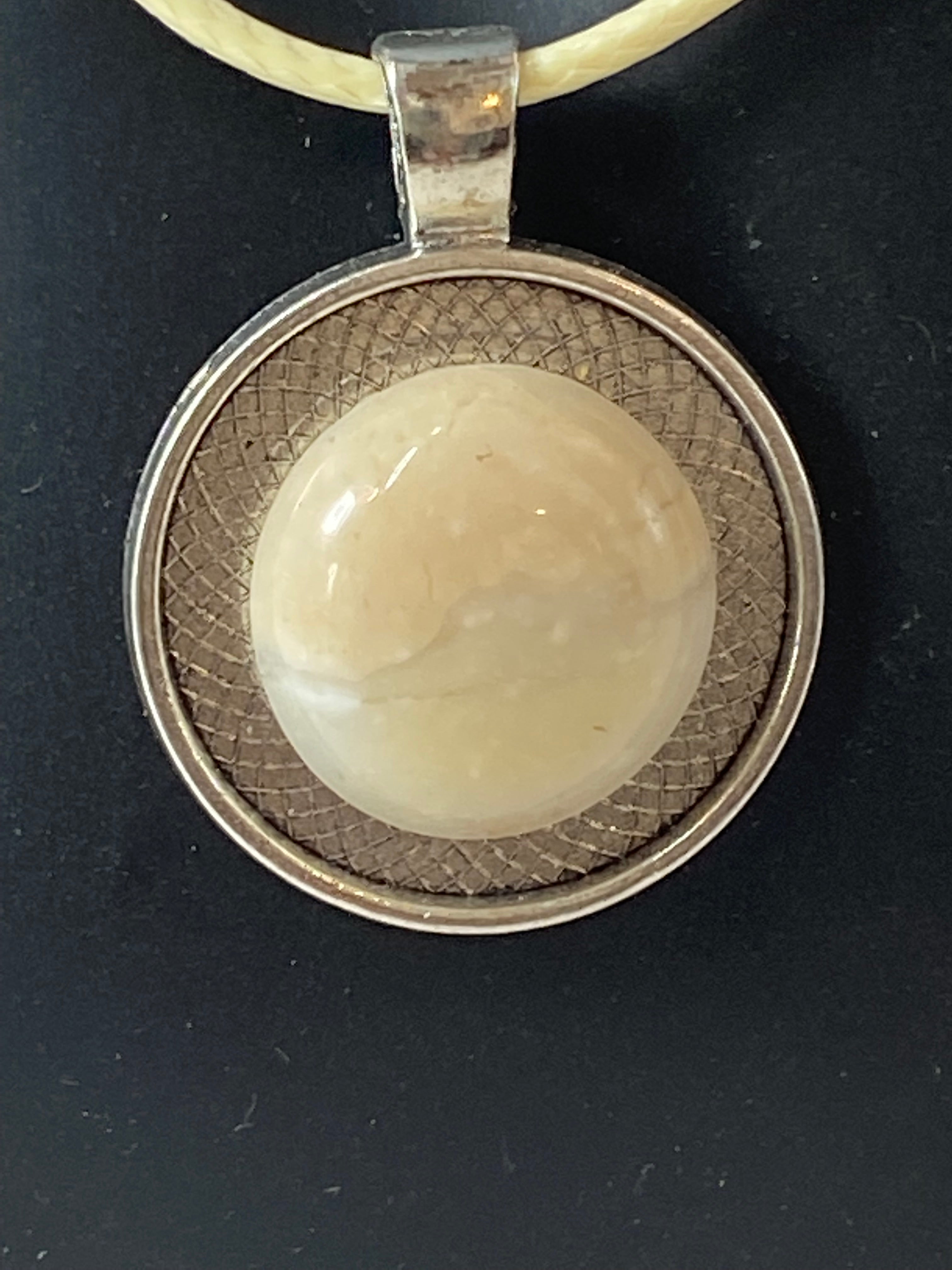 Natural White Ranger Agate Pendant gemstone pendant, handcrafted jewelry featuring polished stone with unique color and mineral patterns