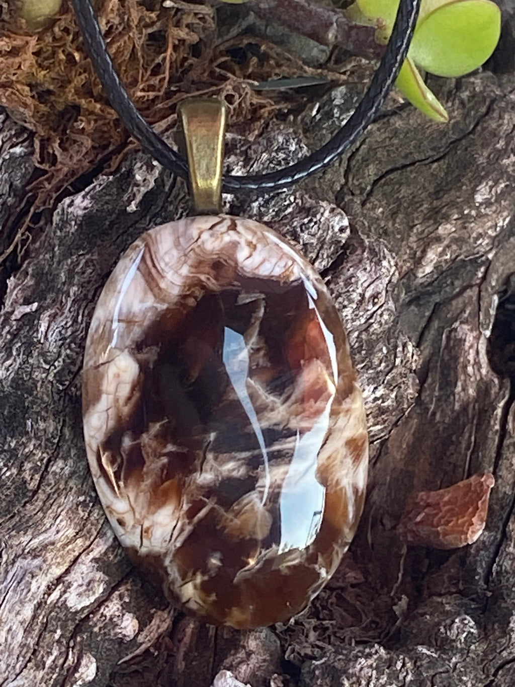 Natural Butte Creek Agate Pendant gemstone pendant, handcrafted jewelry featuring polished stone with unique color and mineral patterns