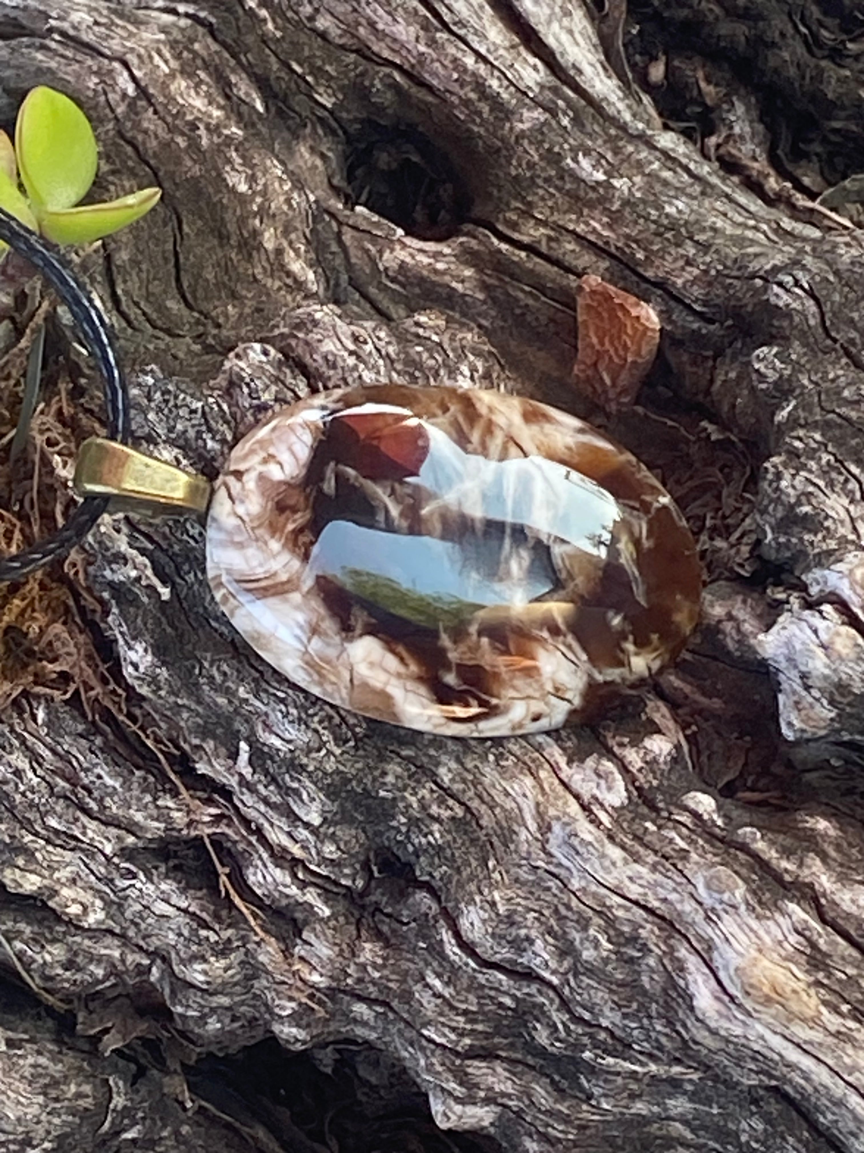 Natural Butte Creek Agate Pendant gemstone pendant, handcrafted jewelry featuring polished stone with unique color and mineral patterns