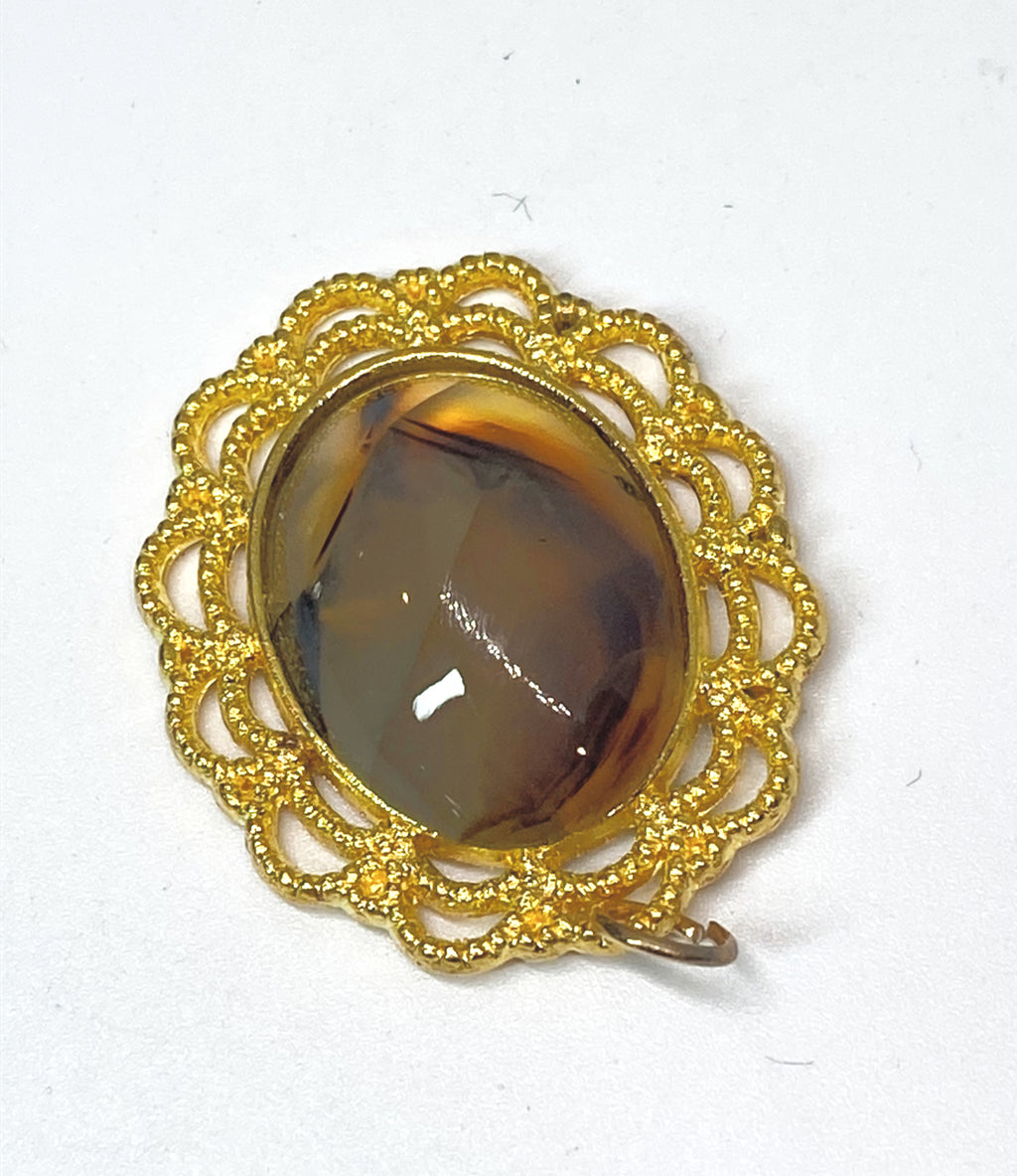 Natural Montana Agate Pendant in Gold-Plated Frame gemstone pendant, handcrafted jewelry featuring polished stone with unique color and mineral patterns