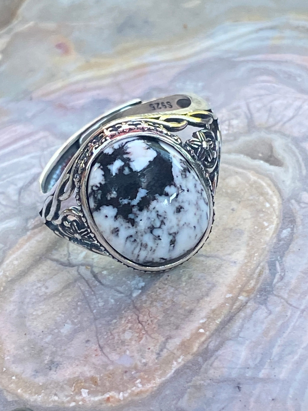 White Buffalo Turquoise on Sterling Silver