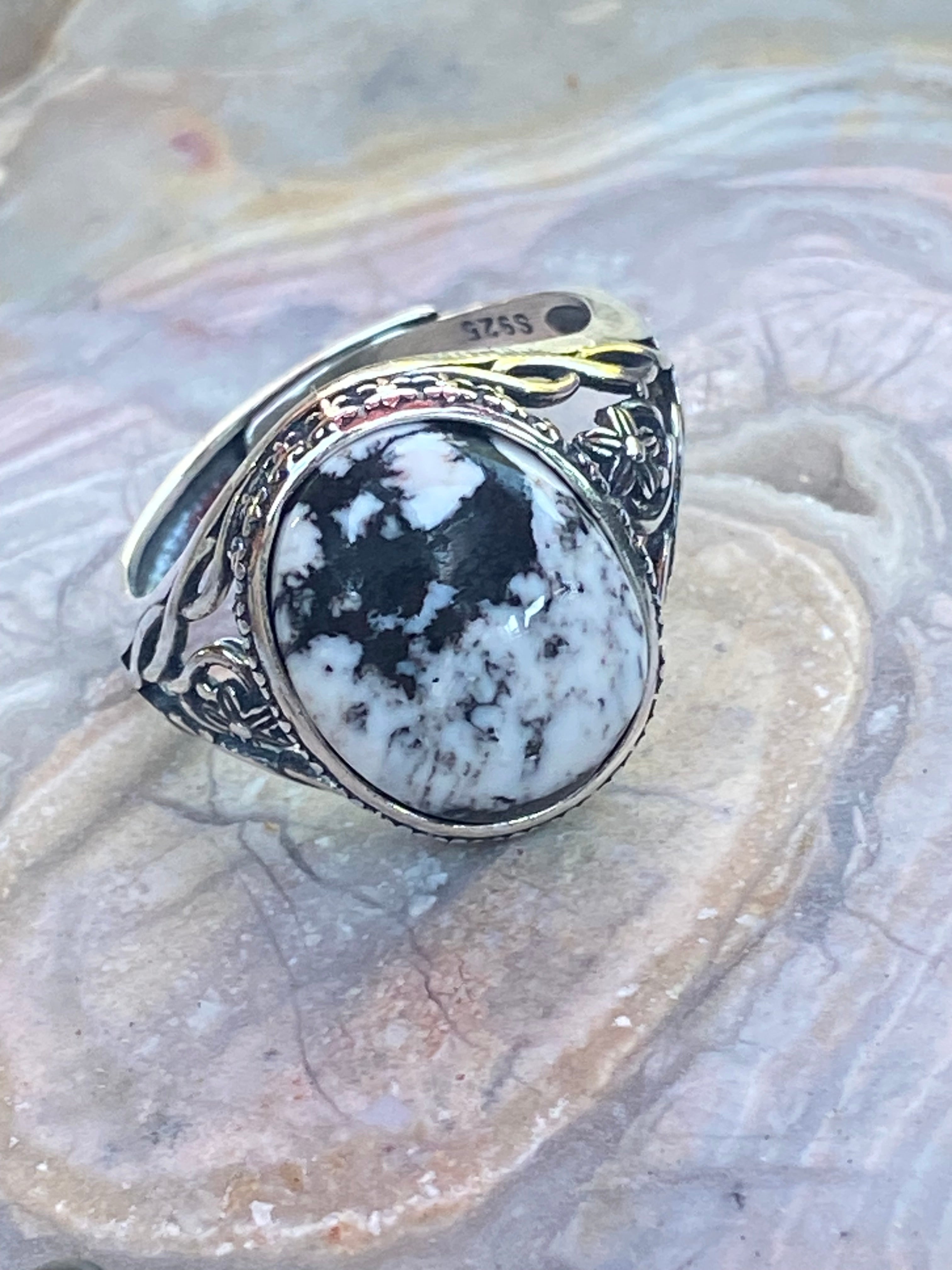 White Buffalo Turquoise on Sterling Silver