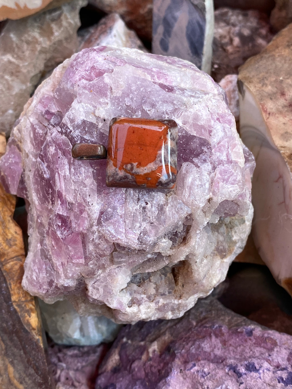 Natural New Mexico Jasper Pendant gemstone pendant, handcrafted jewelry featuring polished stone with unique color and mineral patterns