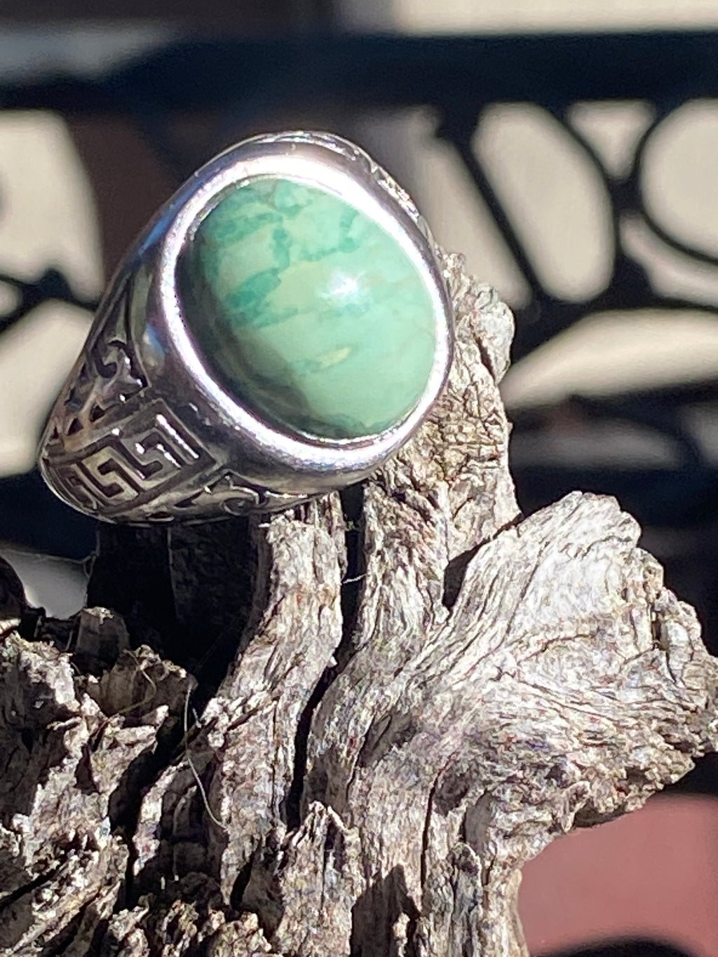 Handcrafted Nevada Turquoise Ring in Sterling Silver band featuring a natural gemstone set in a silver jewelry setting