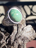 Handcrafted Nevada Turquoise Ring in Sterling Silver band featuring a natural gemstone set in a silver jewelry setting