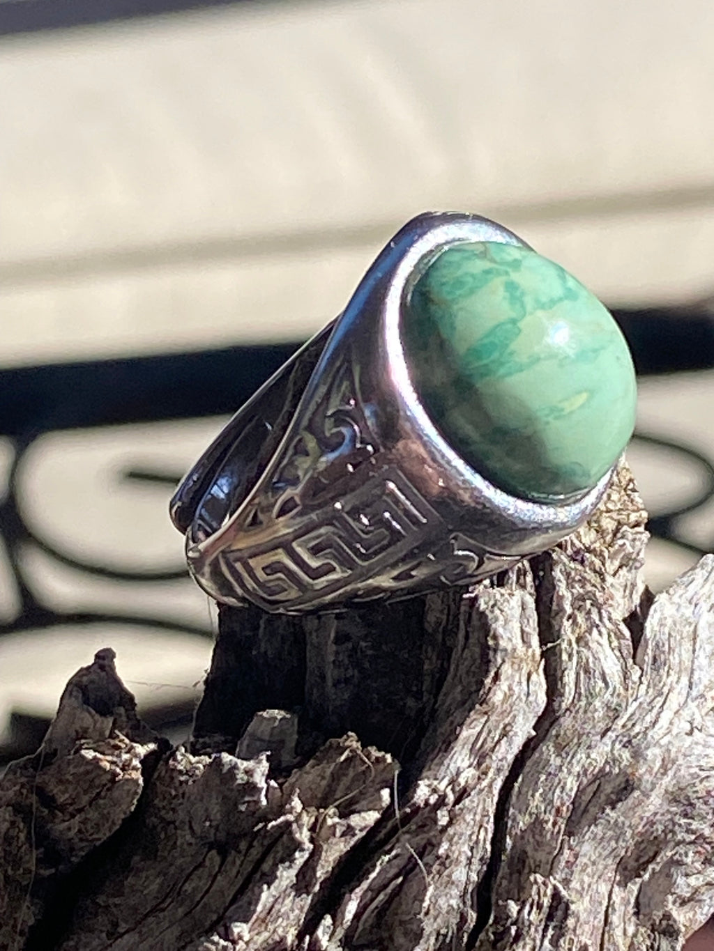 Handcrafted Nevada Turquoise Ring in Sterling Silver band featuring a natural gemstone set in a silver jewelry setting