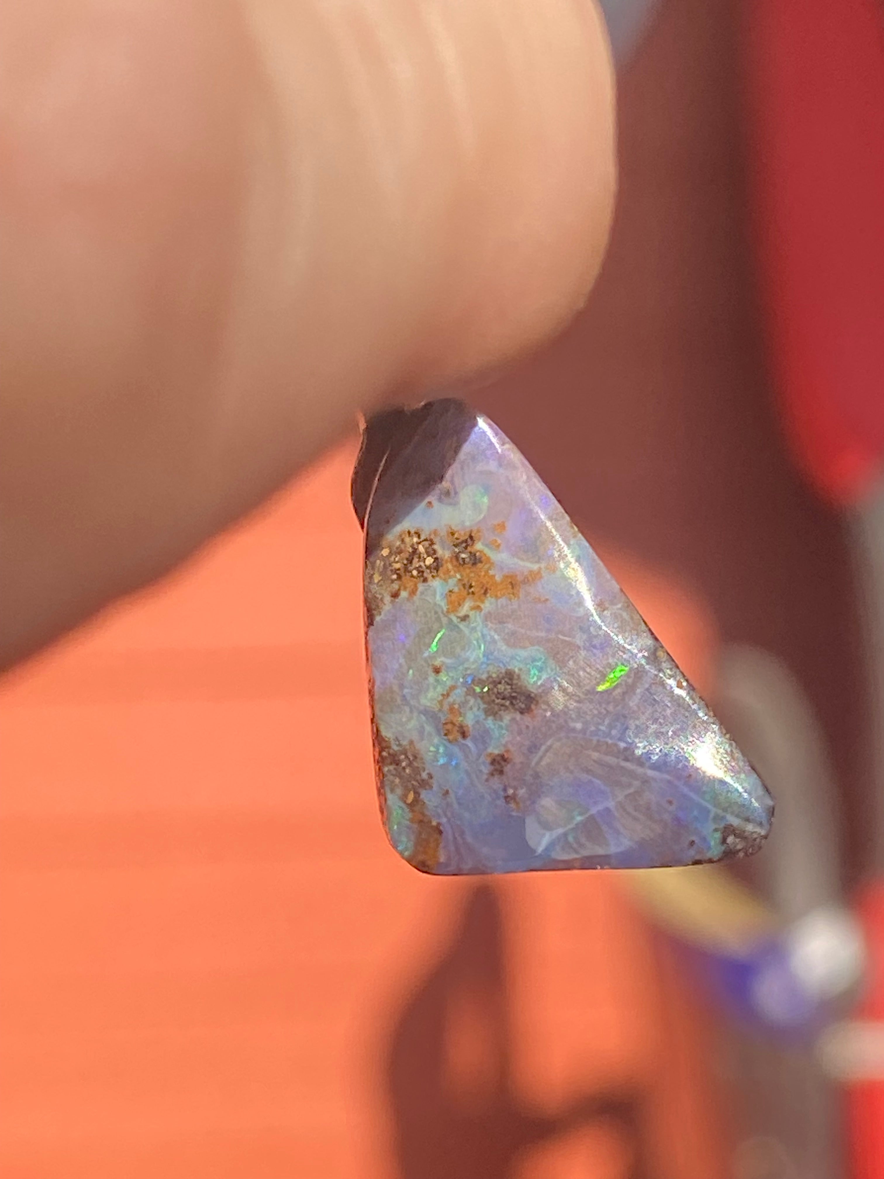 Natural Triangular Boulder Opal Pendant gemstone pendant, handcrafted jewelry featuring polished stone with unique color and mineral patterns