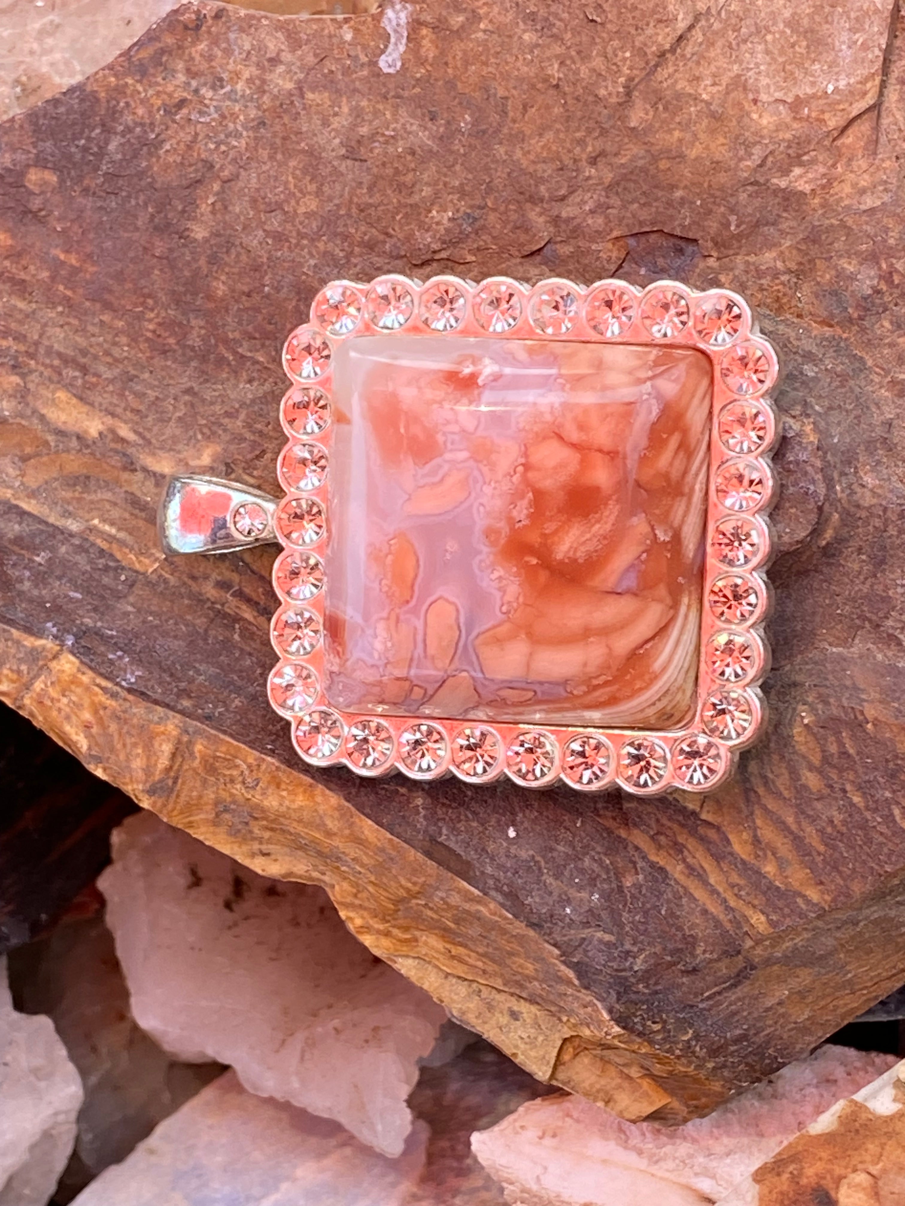 Natural Bubblegum Agate  Pendant gemstone pendant, handcrafted jewelry featuring polished stone with unique color and mineral patterns