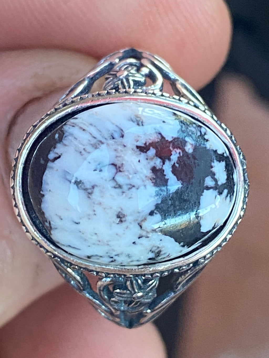 White Buffalo Turquoise on Sterling Silver alternate view 3