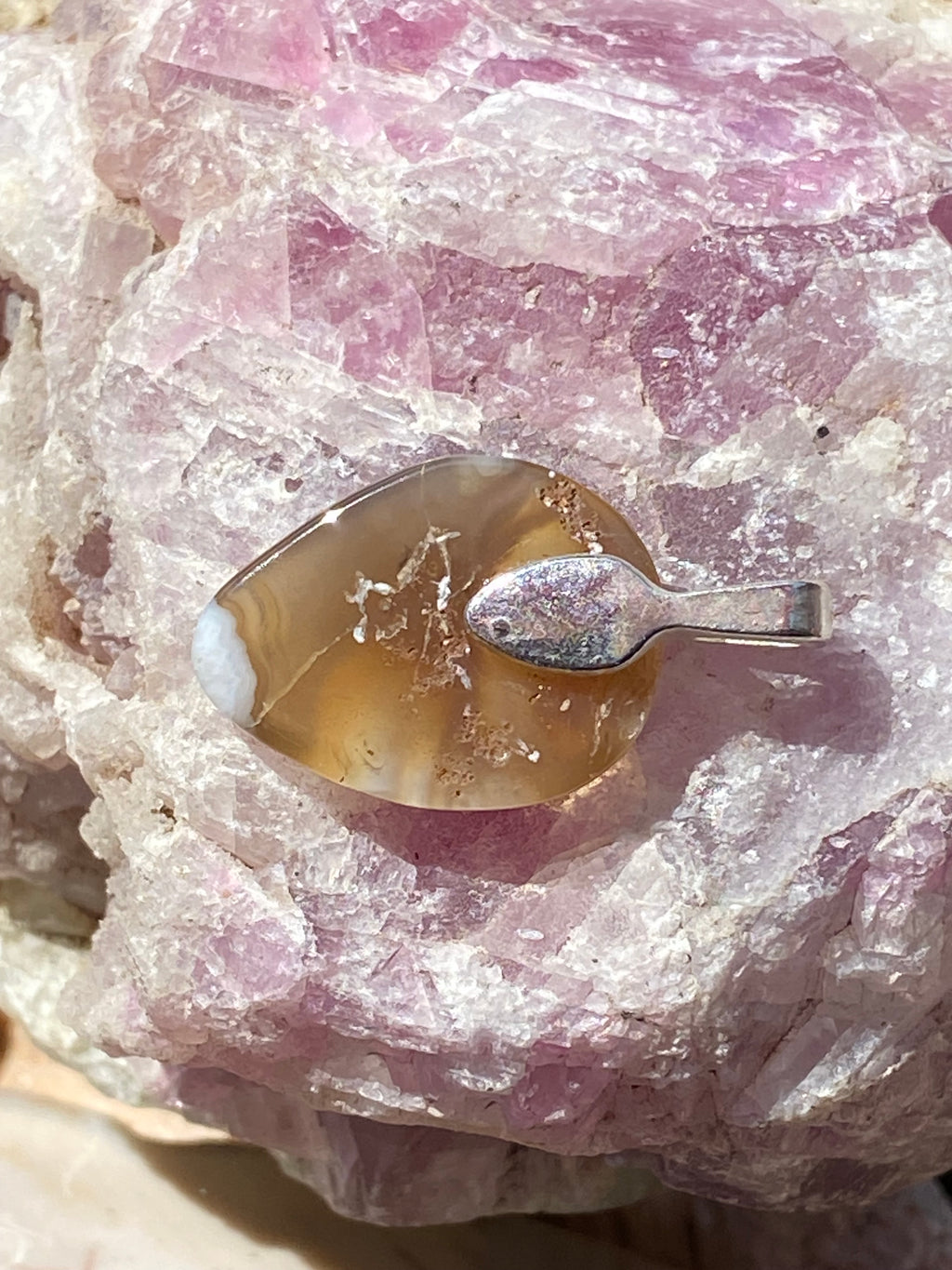 Natural Montana Agate Pendant gemstone pendant, handcrafted jewelry featuring polished stone with unique color and mineral patterns