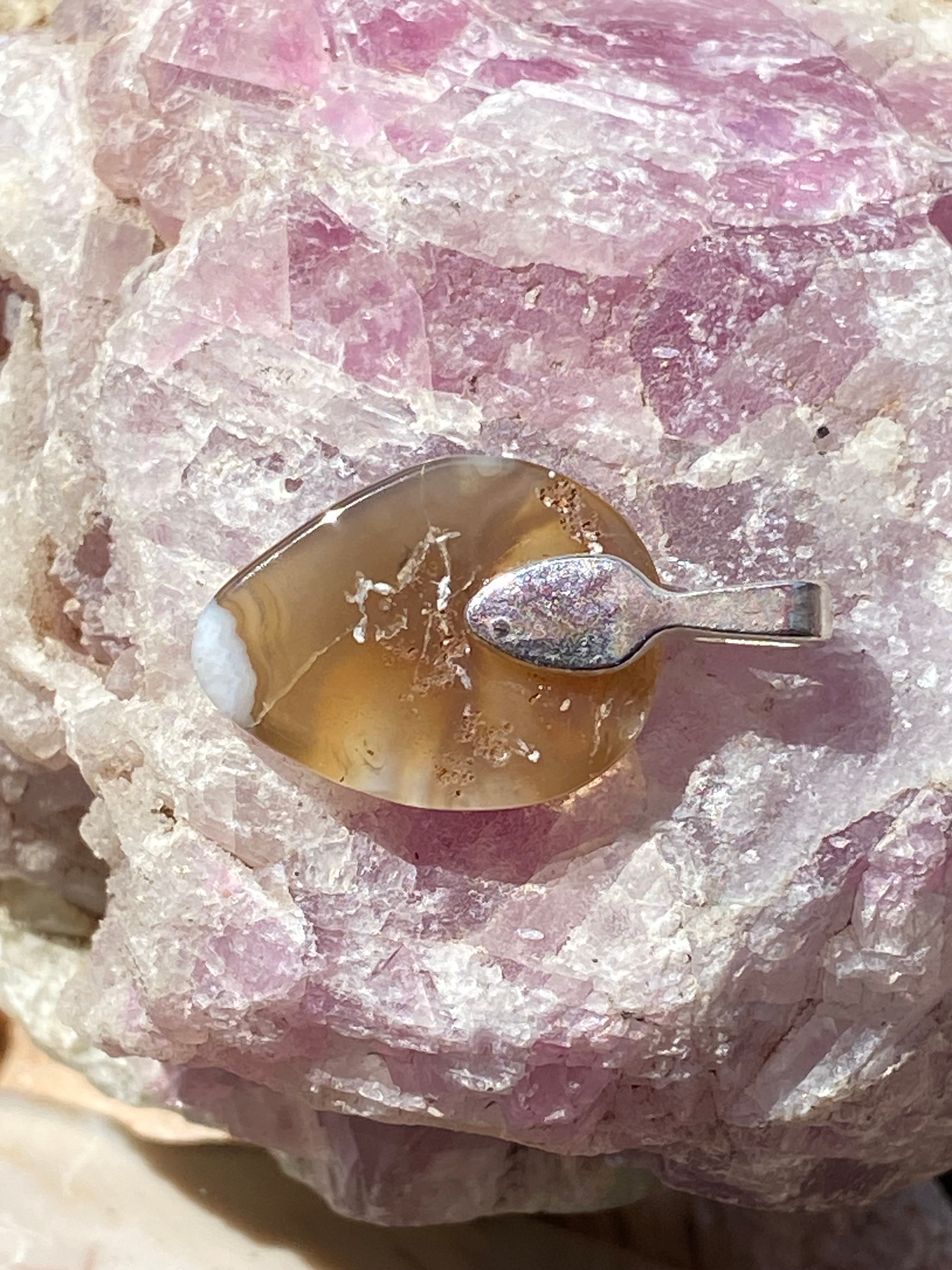 Natural Montana Agate Pendant gemstone pendant, handcrafted jewelry featuring polished stone with unique color and mineral patterns