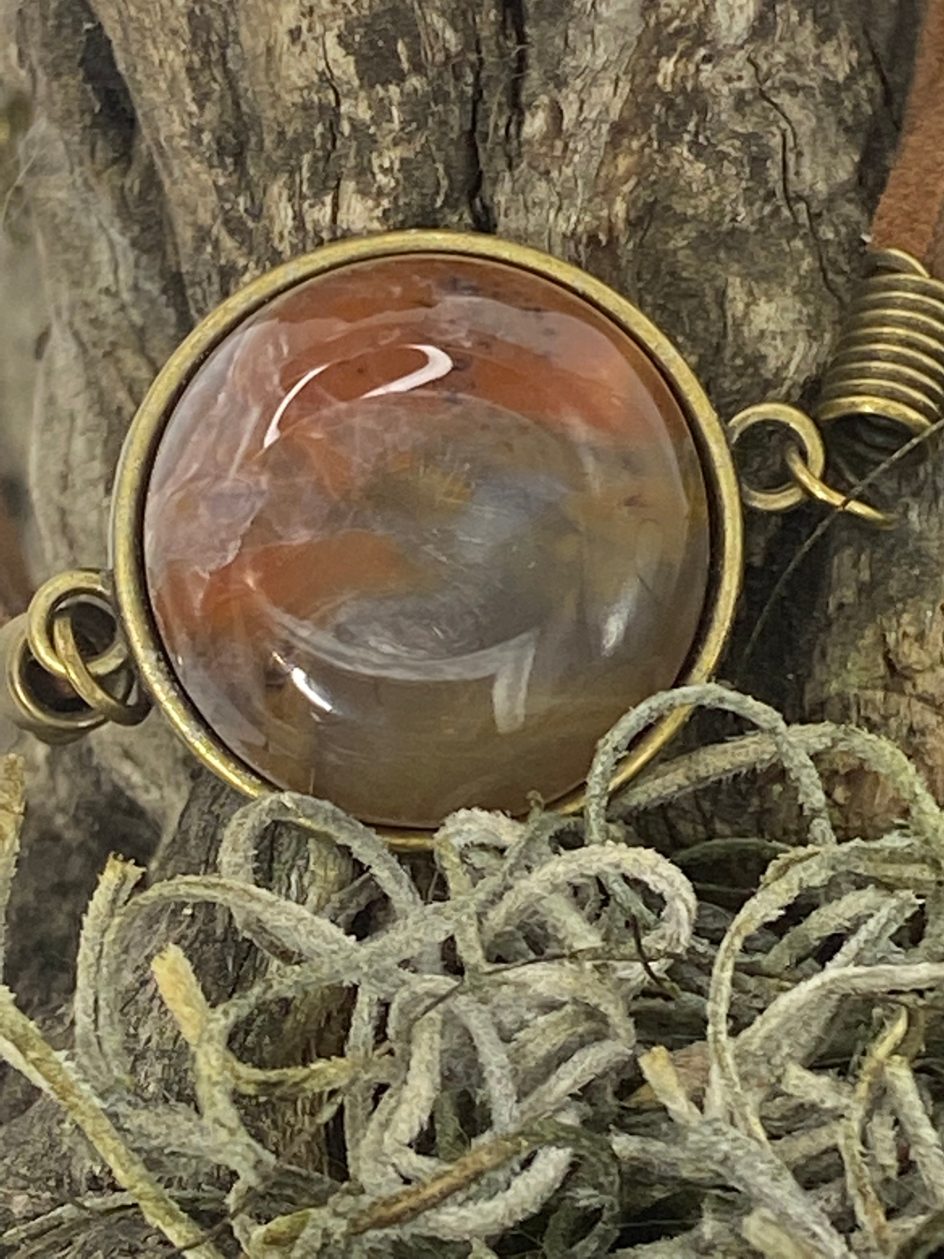 Natural Agate Leather Bracelet gemstone jewelry featuring polished stone with distinctive color, pattern, and handcrafted craftsmanship