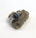 Natural Chrysocolla Ring on Silver Plated Band gemstone ring, handcrafted jewelry featuring polished stone set in a decorative silver band