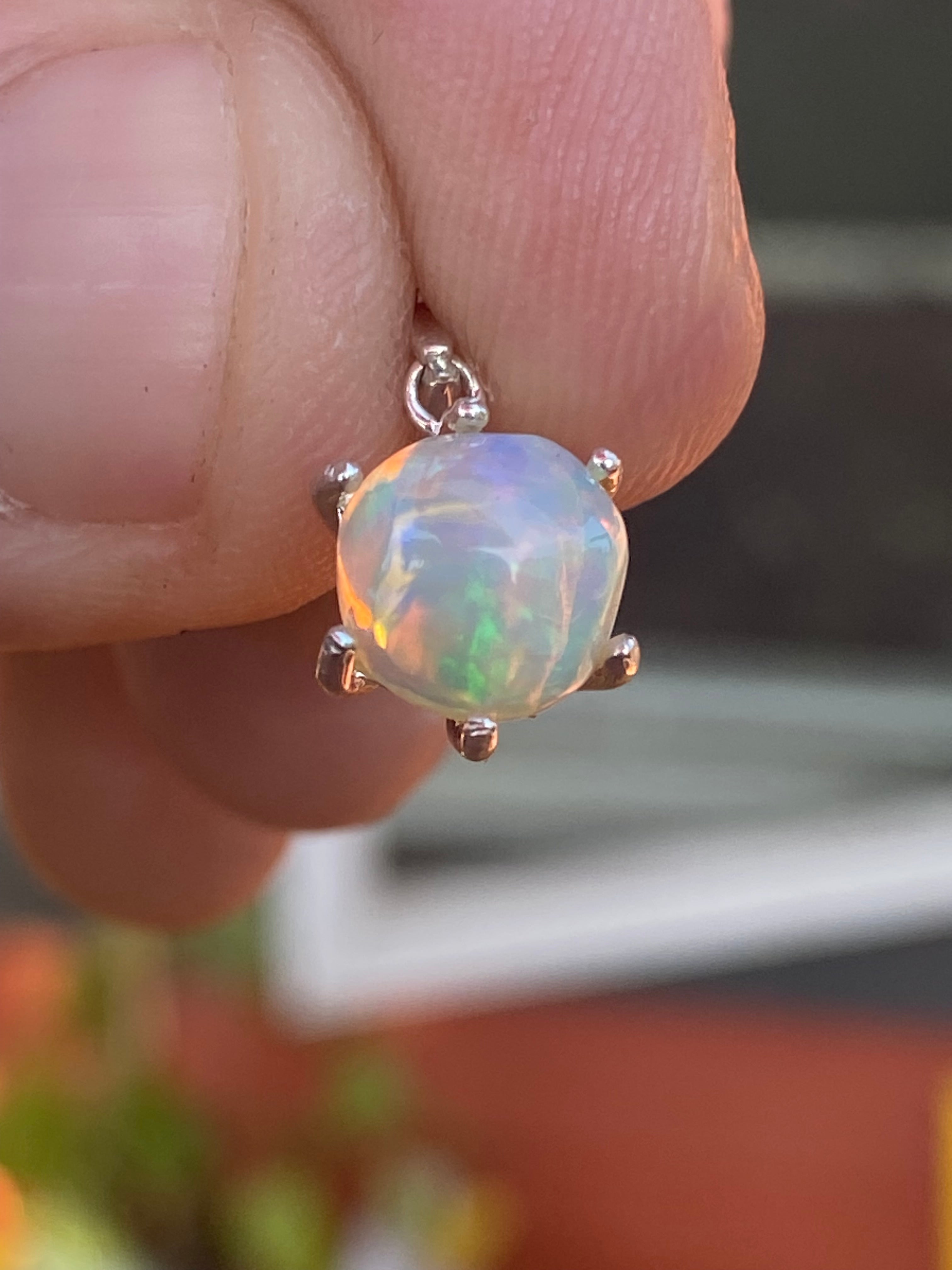 Natural Welo Opal in Sterling Silver Pendant gemstone pendant, handcrafted jewelry featuring polished stone with unique color and mineral patterns