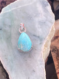 Natural Teardrop Turquoise Pendant gemstone pendant, handcrafted jewelry featuring polished stone with unique color and mineral patterns