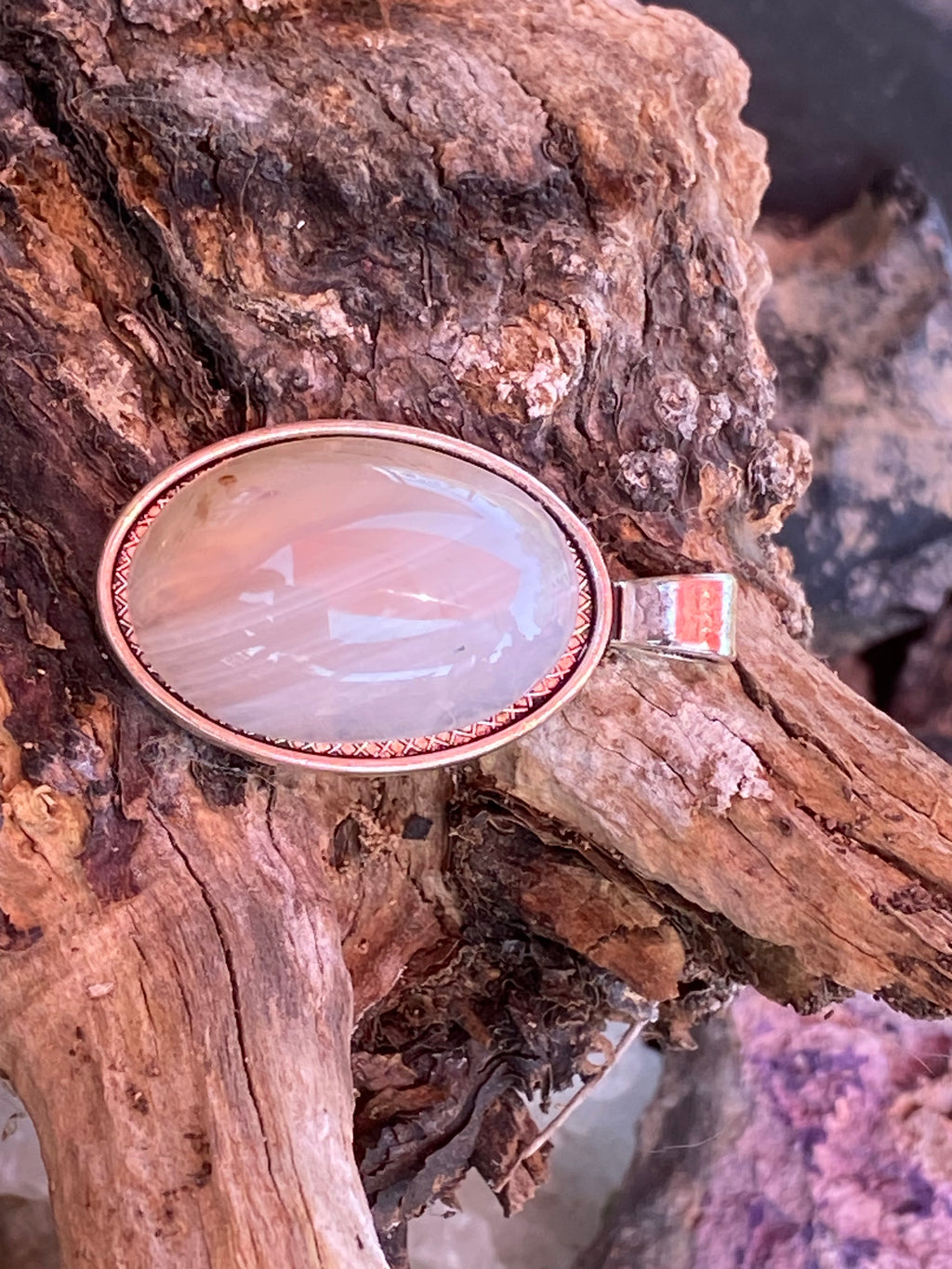 Natural Pink Opal Pendant gemstone pendant, handcrafted jewelry featuring polished stone with unique color and mineral patterns