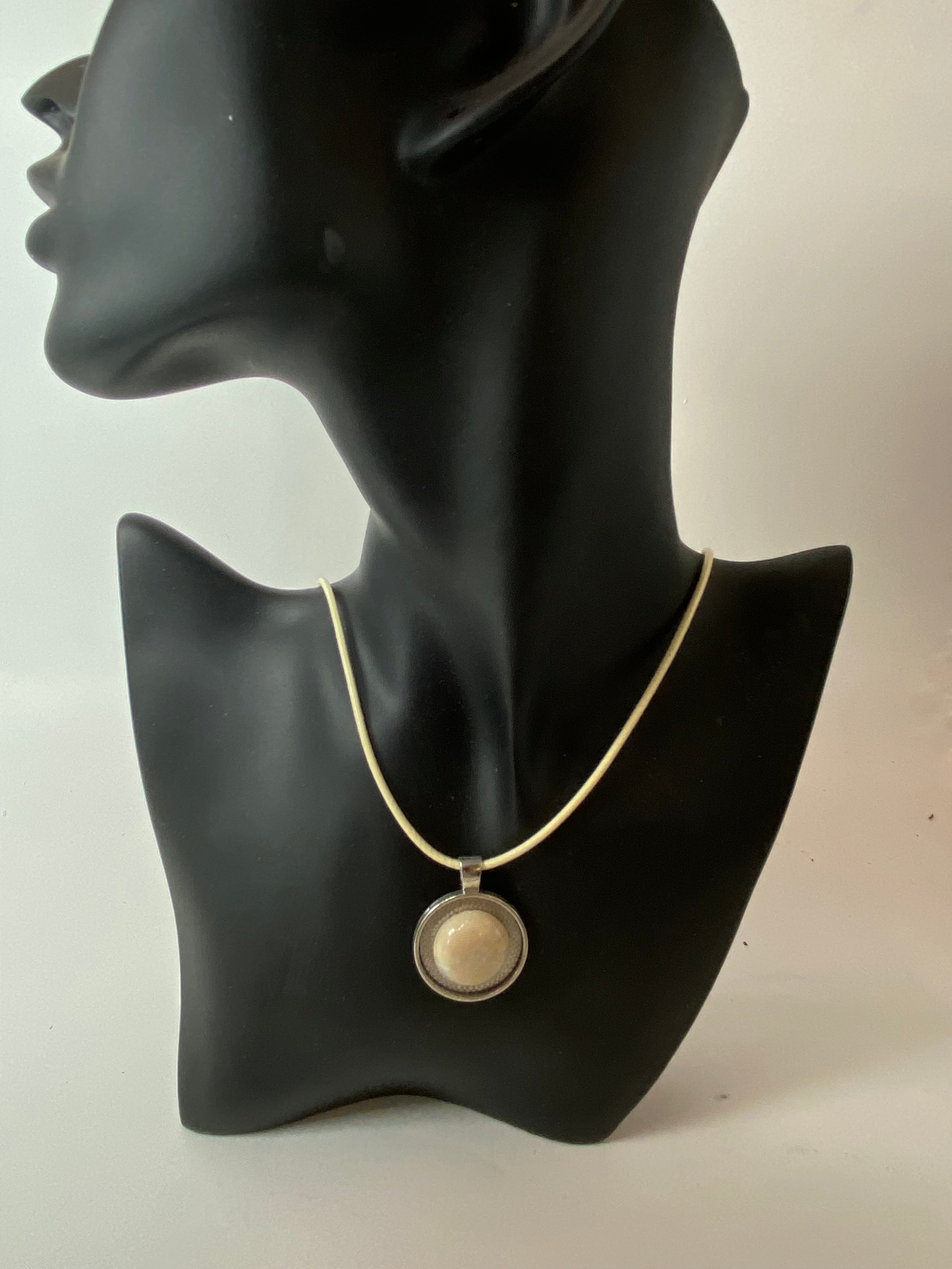 Natural White Ranger Agate Pendant gemstone pendant, handcrafted jewelry featuring polished stone with unique color and mineral patterns