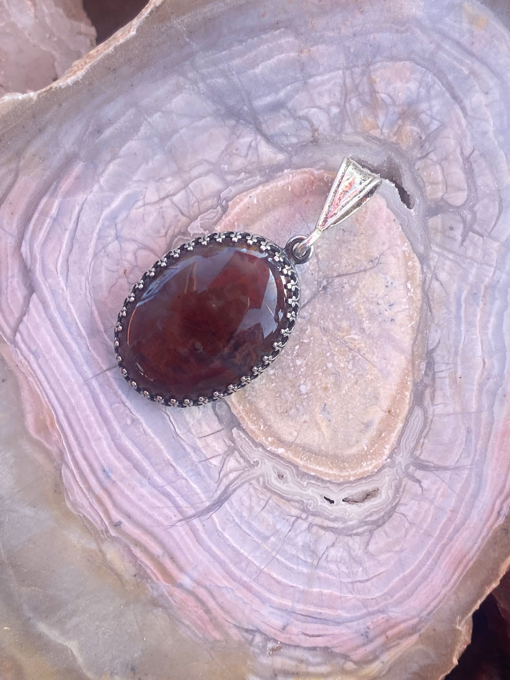 Bubblegum Agate in Sterling Silver Pendant alternate view 2