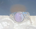 Natural Amethyst Ring on Silver-Plated Band gemstone ring, handcrafted jewelry featuring polished stone set in a decorative silver band