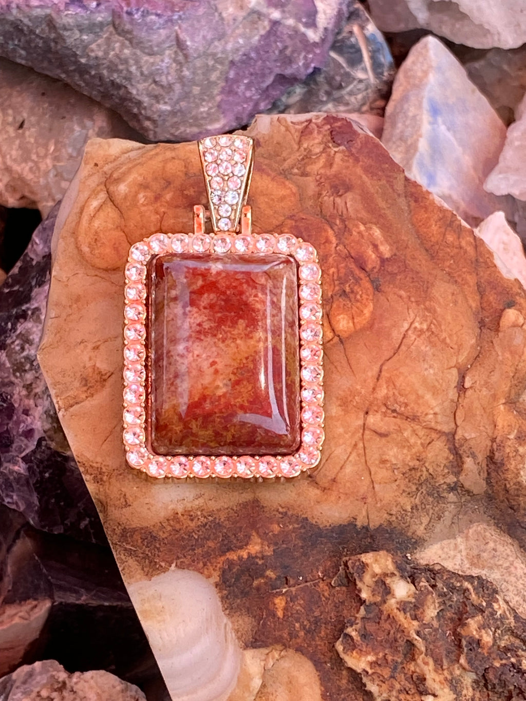 Natural Red River Jasper  Pendant gemstone pendant, handcrafted jewelry featuring polished stone with unique color and mineral patterns
