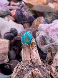 Natural Shatukite w/ copper inclusion  Ring gemstone ring, handcrafted jewelry featuring polished stone set in a decorative silver band