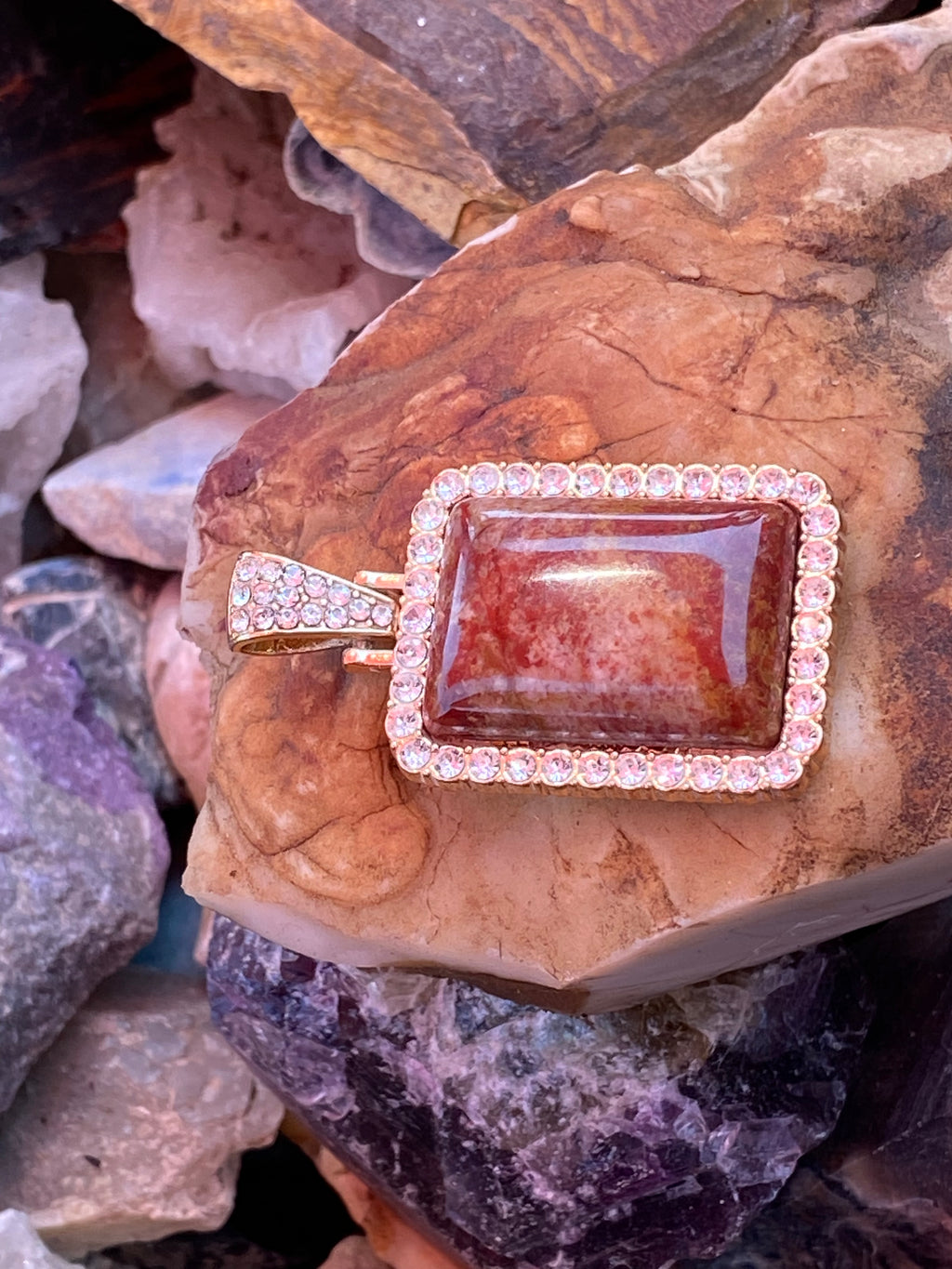 Natural Red River Jasper  Pendant gemstone pendant, handcrafted jewelry featuring polished stone with unique color and mineral patterns