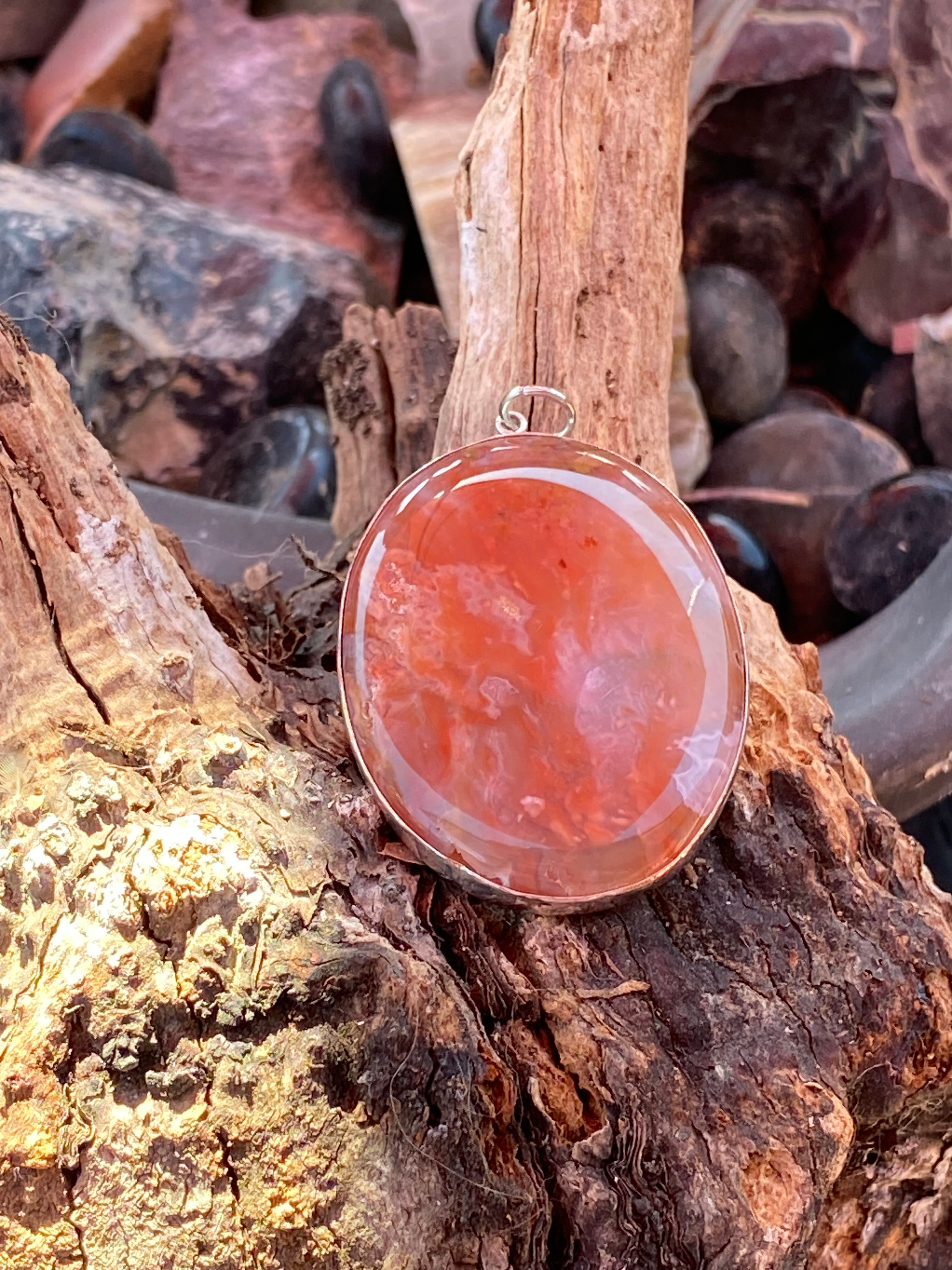 Natural Bubblegum Agate in Sterling Silver Pendant gemstone pendant, handcrafted jewelry featuring polished stone with unique color and mineral patterns