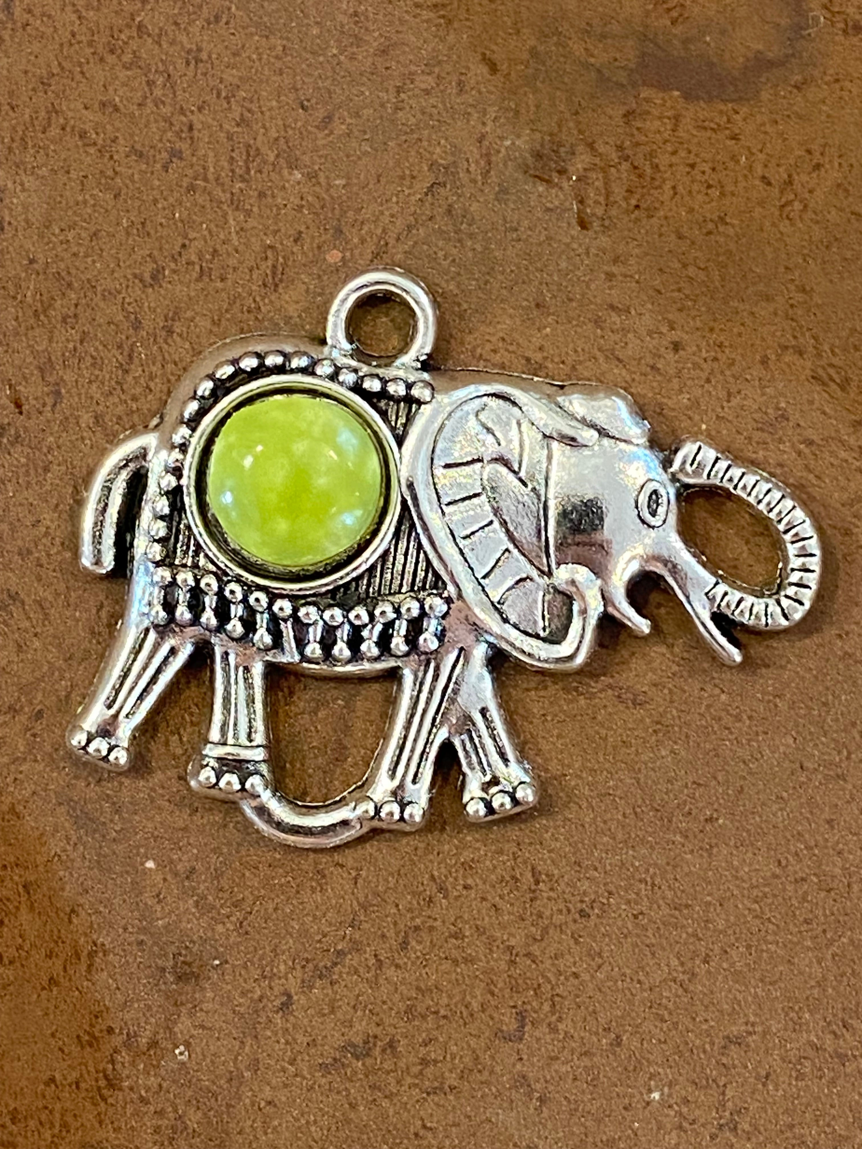 Green Opal elephant pendant