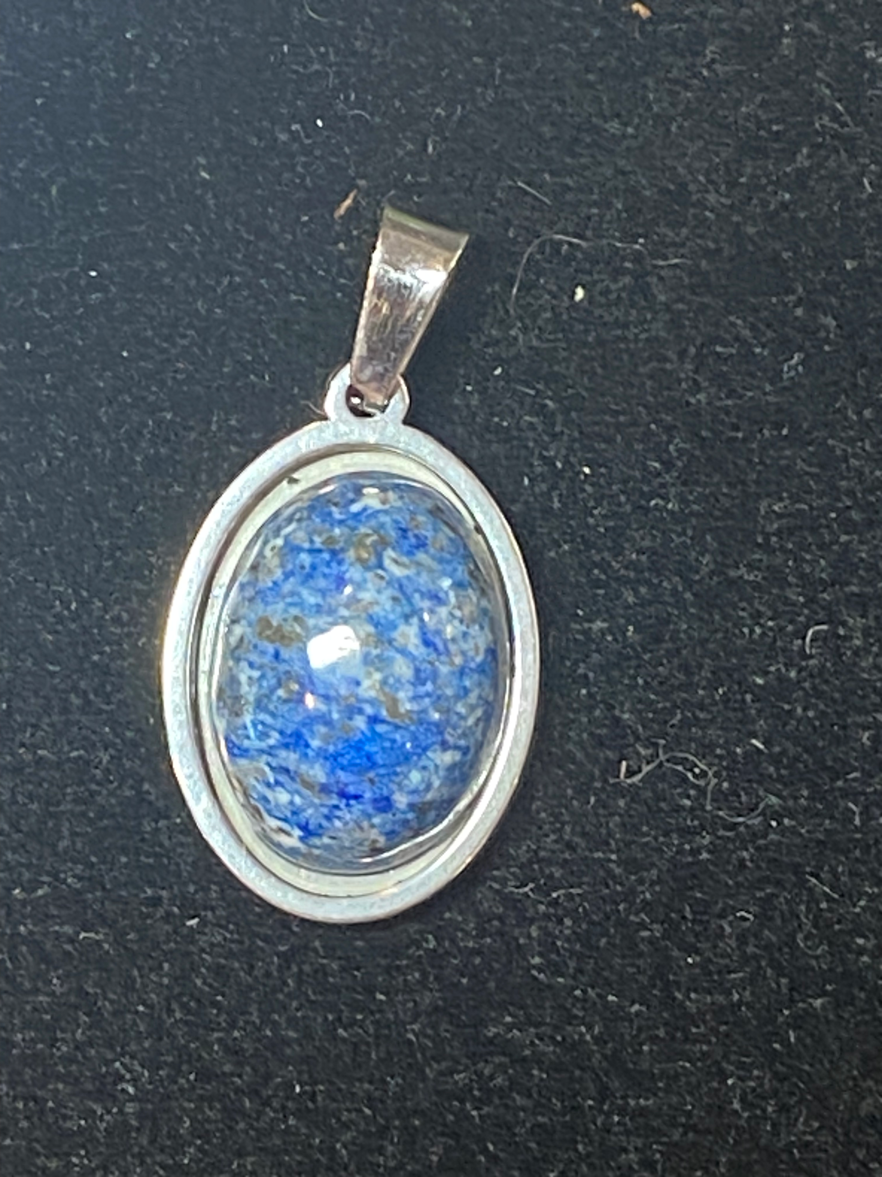 Handcrafted Lapis Lazuli Pendant in Silver Frame