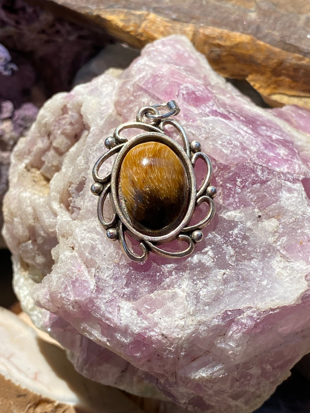 Natural Tiger Eye Pendant gemstone pendant, handcrafted jewelry featuring polished stone with unique color and mineral patterns