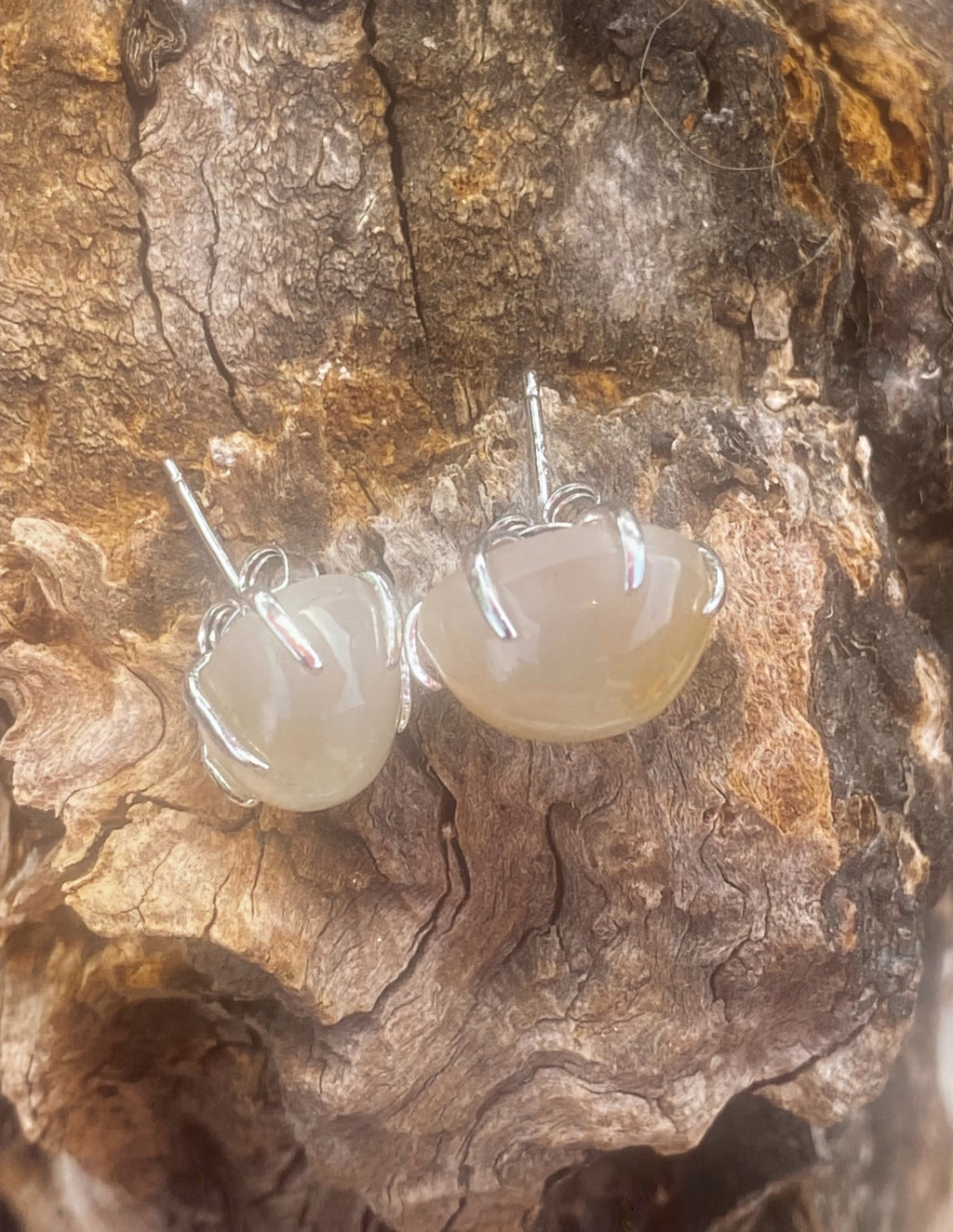 Natural Yellow Opal Silver Post Earrings gemstone ring, handcrafted jewelry featuring polished stone set in a decorative silver band