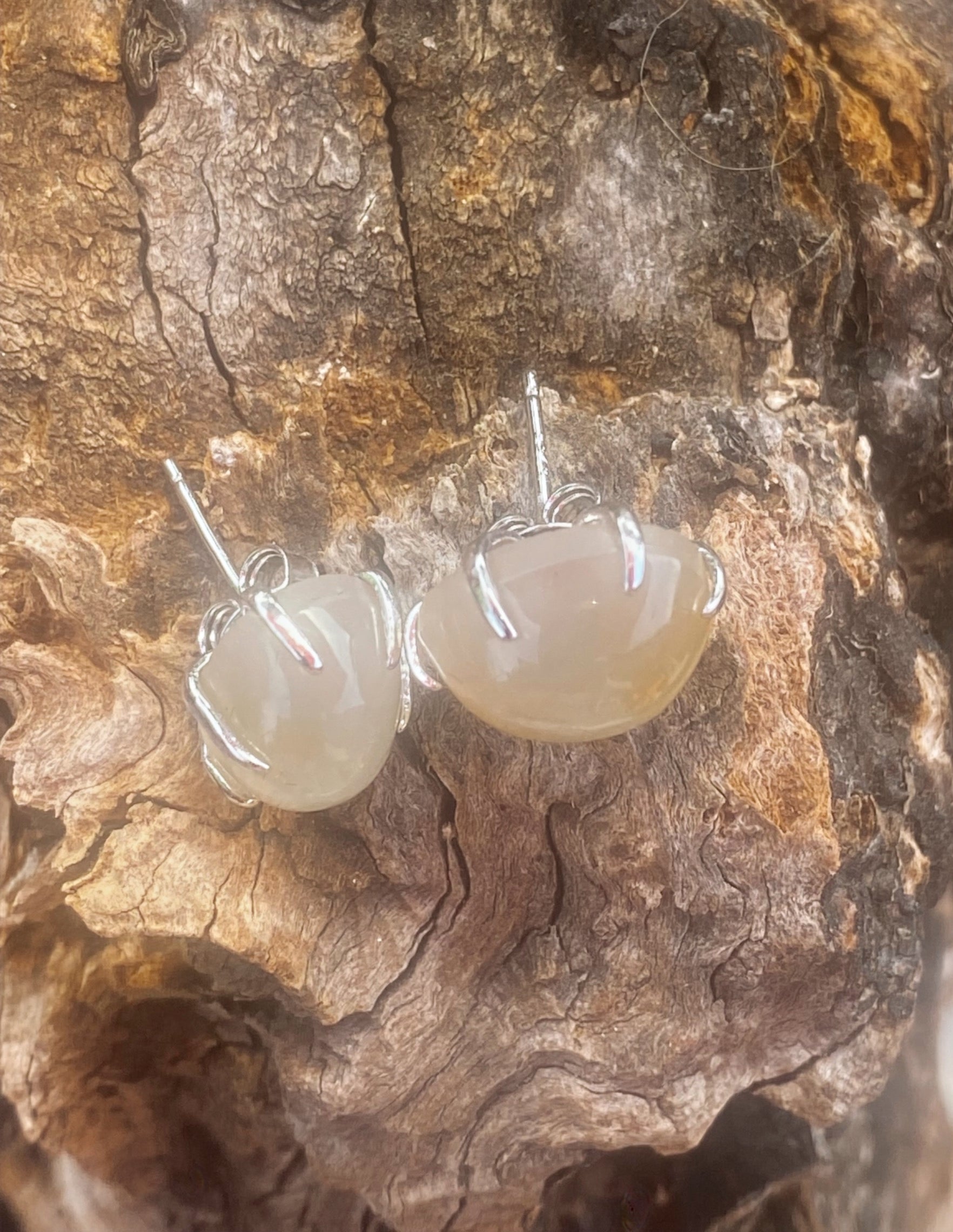 Natural Yellow Opal Silver Post Earrings gemstone ring, handcrafted jewelry featuring polished stone set in a decorative silver band