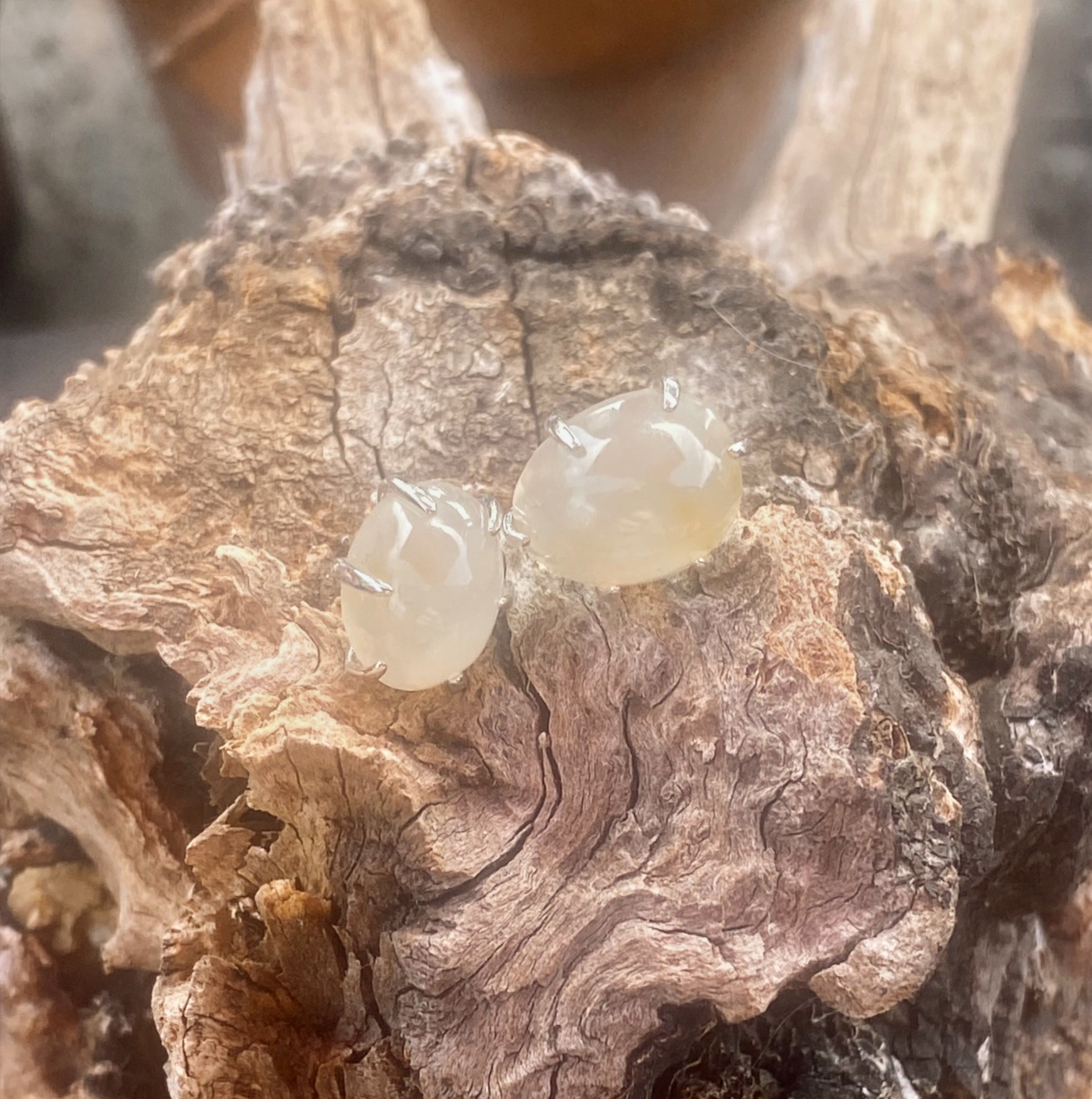 Natural Yellow Opal Silver Post Earrings gemstone ring, handcrafted jewelry featuring polished stone set in a decorative silver band