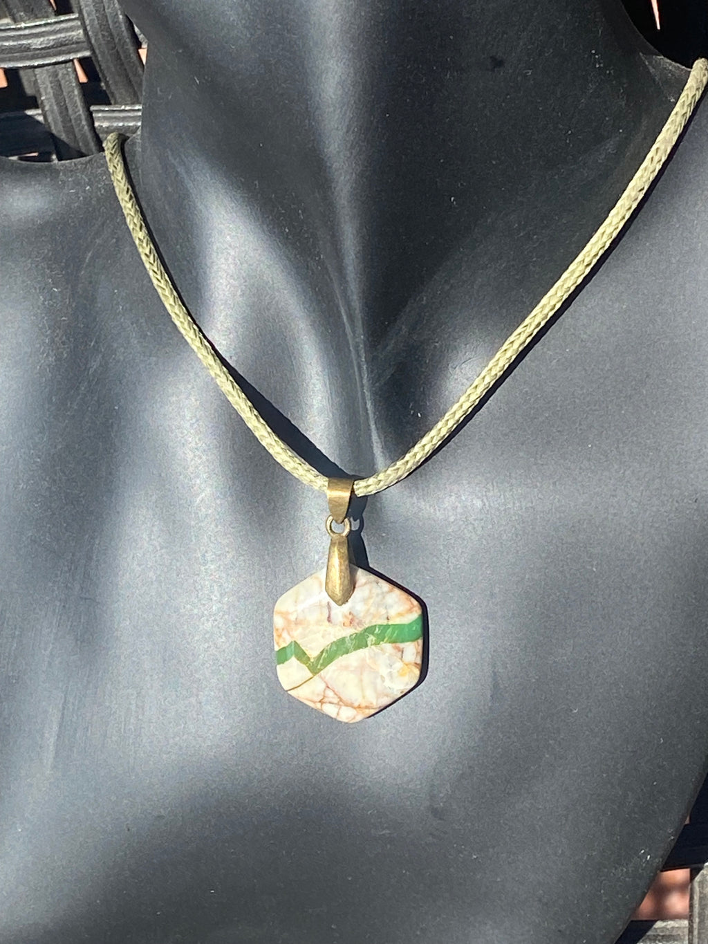 Nevada Turquoise in Limestone Octagon Pendant alternate view 2