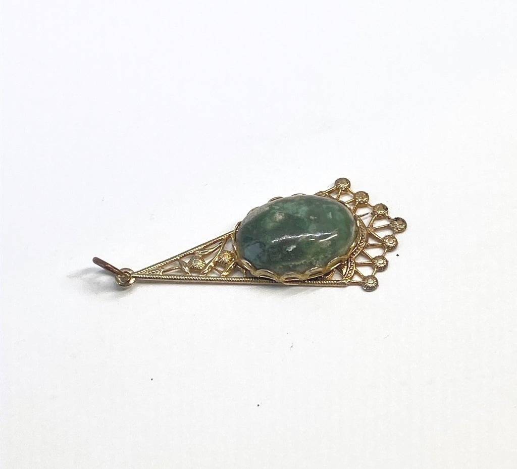 Natural Variscite Filigree Pendant gemstone pendant, handcrafted jewelry featuring polished stone with unique color and mineral patterns