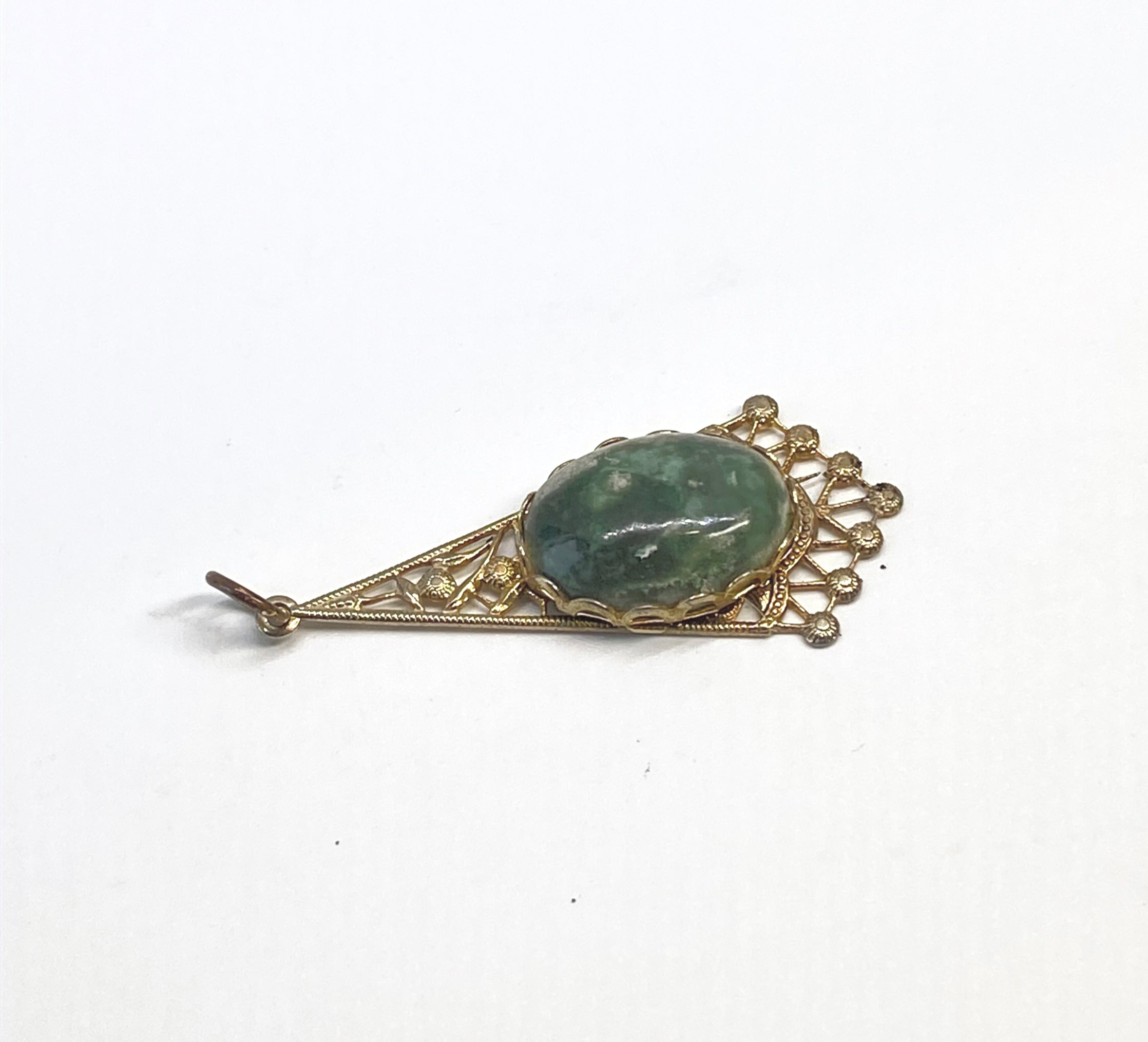 Natural Variscite Filigree Pendant gemstone pendant, handcrafted jewelry featuring polished stone with unique color and mineral patterns