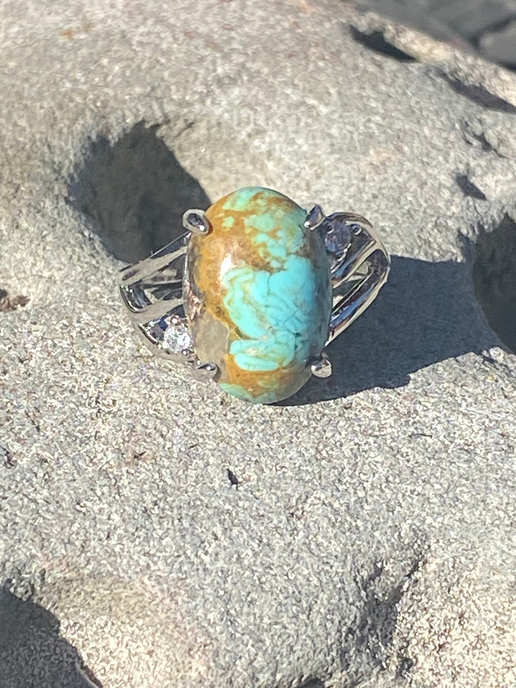 Handcrafted Turquoise Ring featuring a natural gemstone set in a silver jewelry setting