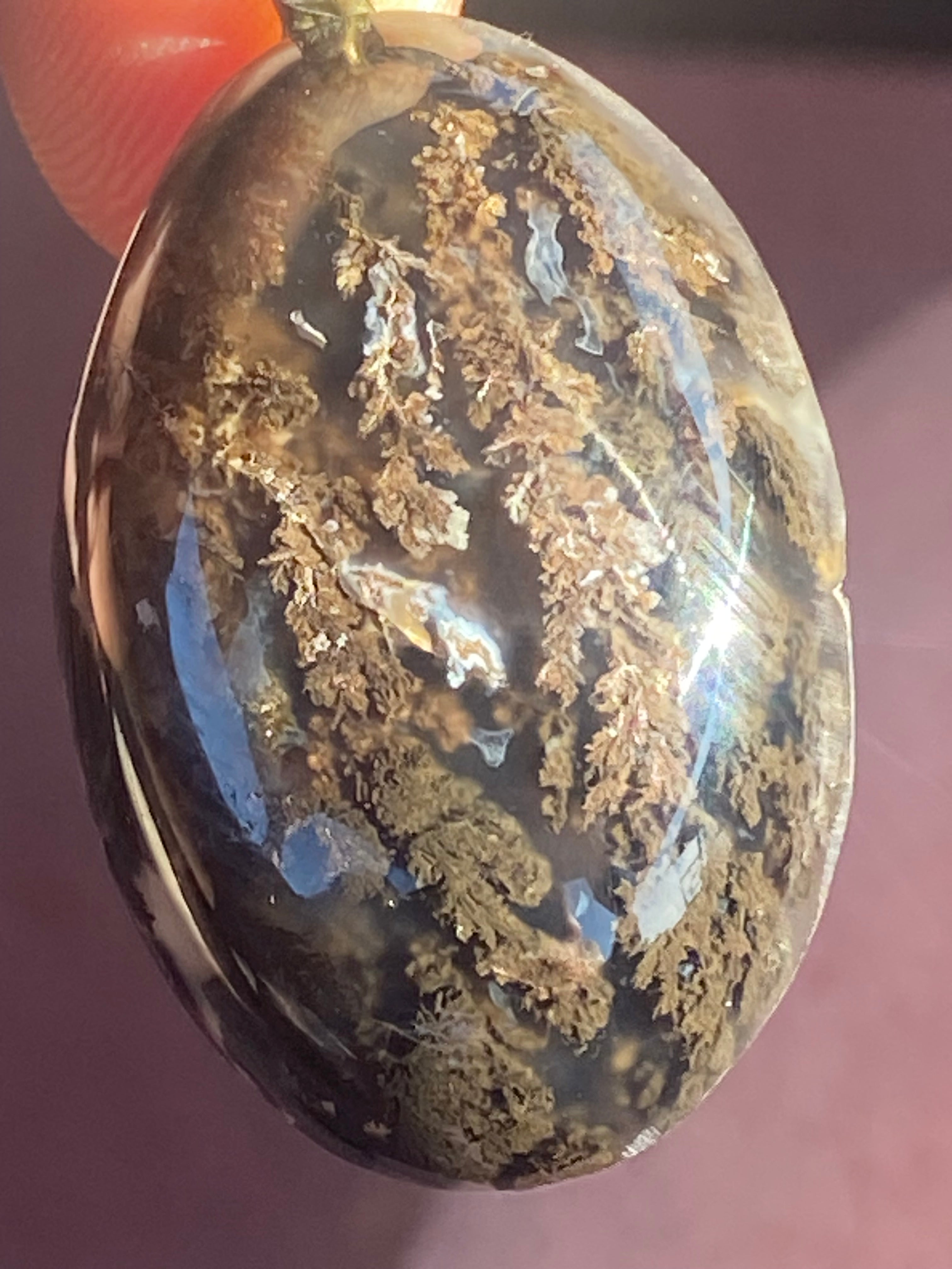 Natural Moss Agate Pendant gemstone pendant, handcrafted jewelry featuring polished stone with unique color and mineral patterns