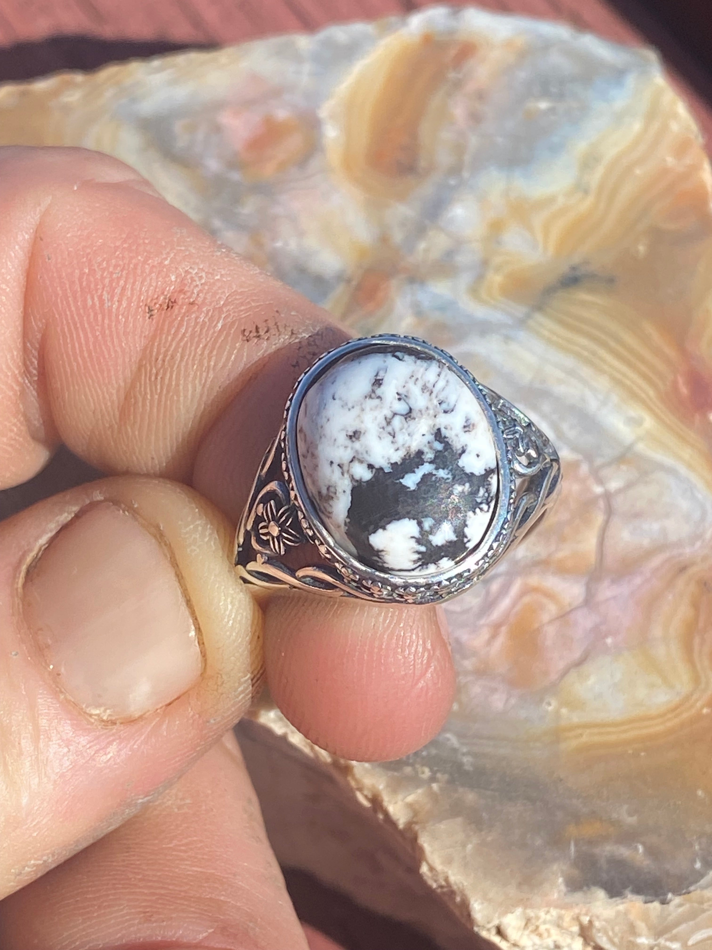White Buffalo Turquoise on Sterling Silver alternate view 4