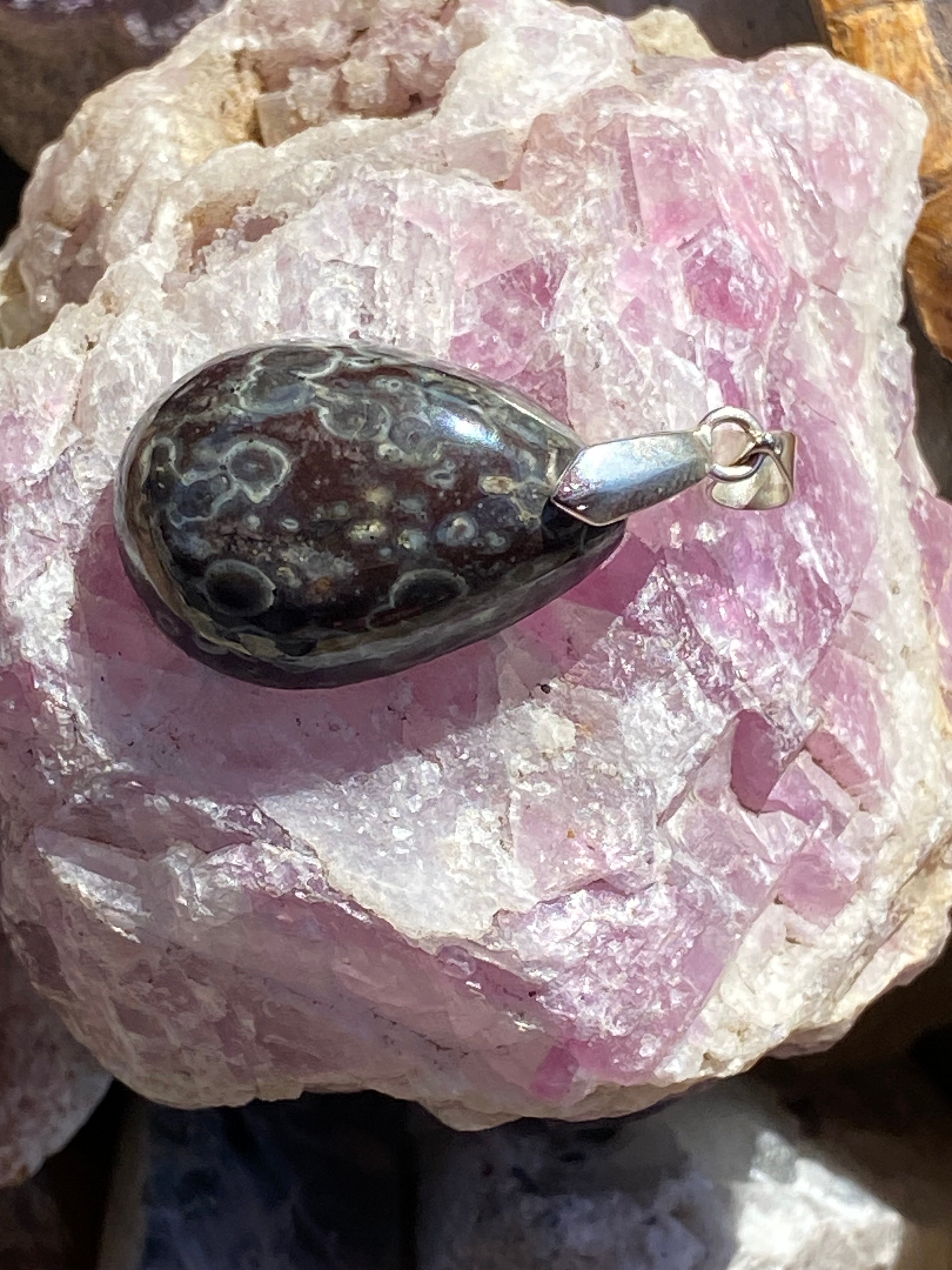 Natural Oolite  Pendant gemstone pendant, handcrafted jewelry featuring polished stone with unique color and mineral patterns